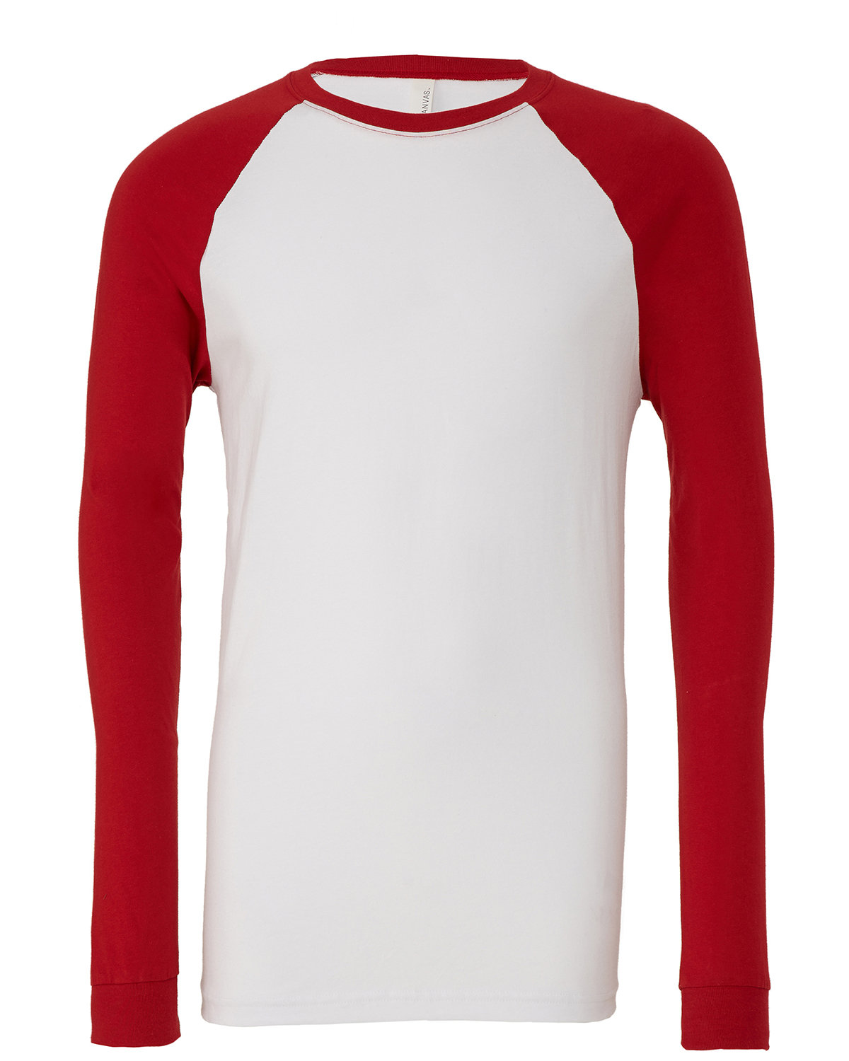 Bella mens Jersey Long-Sleeve Baseball T-Shirt(3000C)-WHITE/ CANVAS RD-S