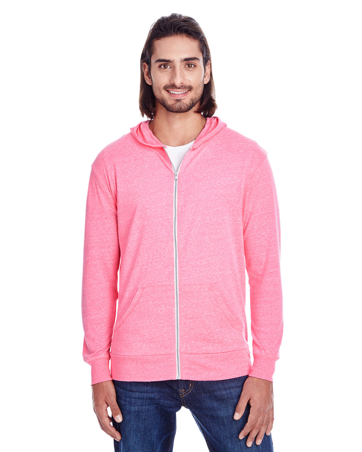 Unisex Triblend Full-Zip Light Hoodie-Threadfast Apparel