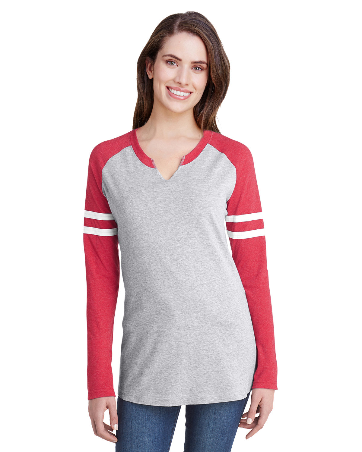 Ladies Gameday Mash&#45;Up Long Sleeve Fine Jersey T&#45;Shirt-LAT
