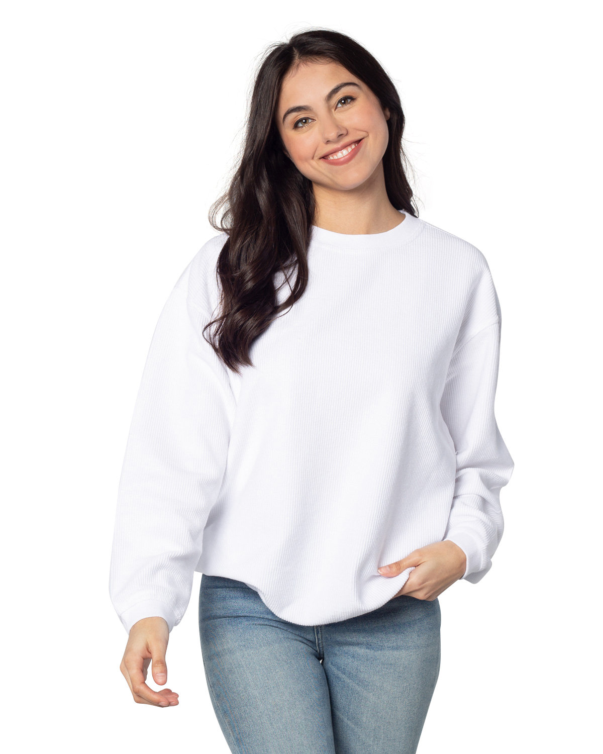 Ladies Corded Crew Sweatshirt-chicka&#45;d