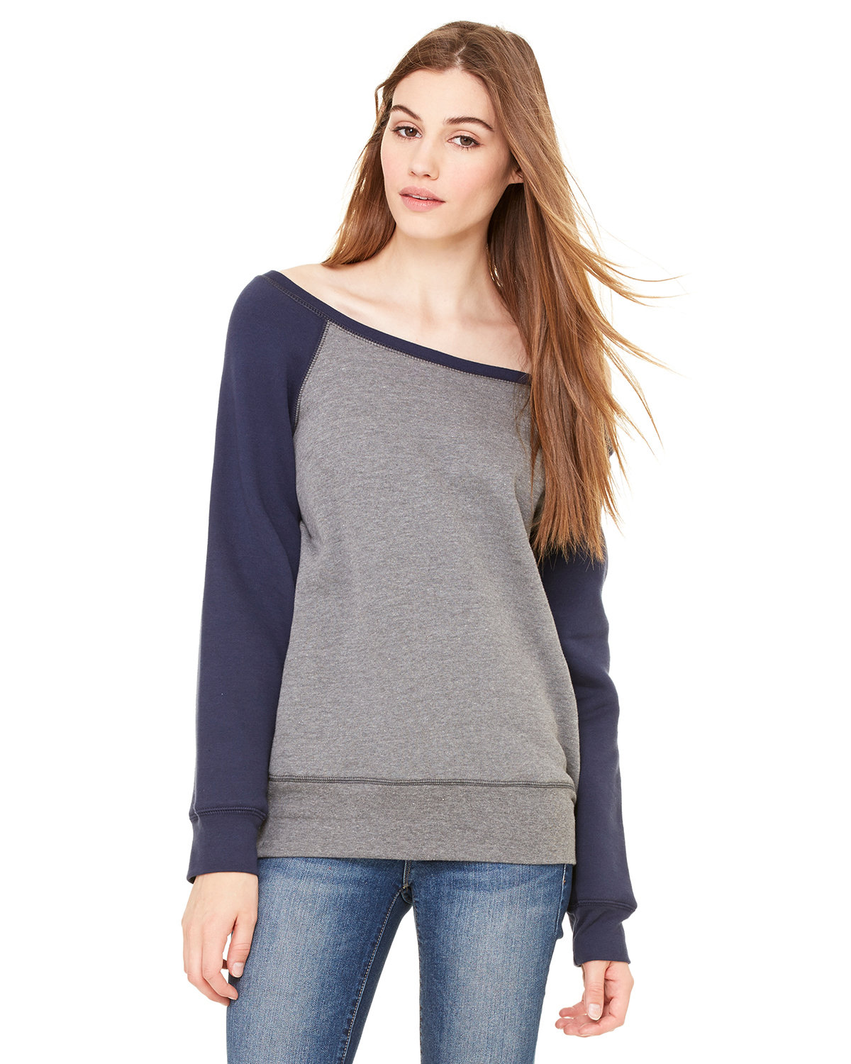 Ladies Sponge Fleece Wide Neck Sweatshirt-Bella + Canvas