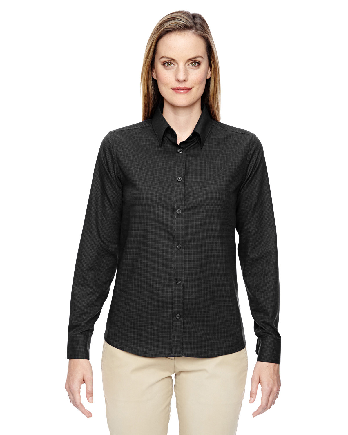 Ladies Paramount Wrinkle-Resistant Cotton Blend Twill Checkered Shirt-North End