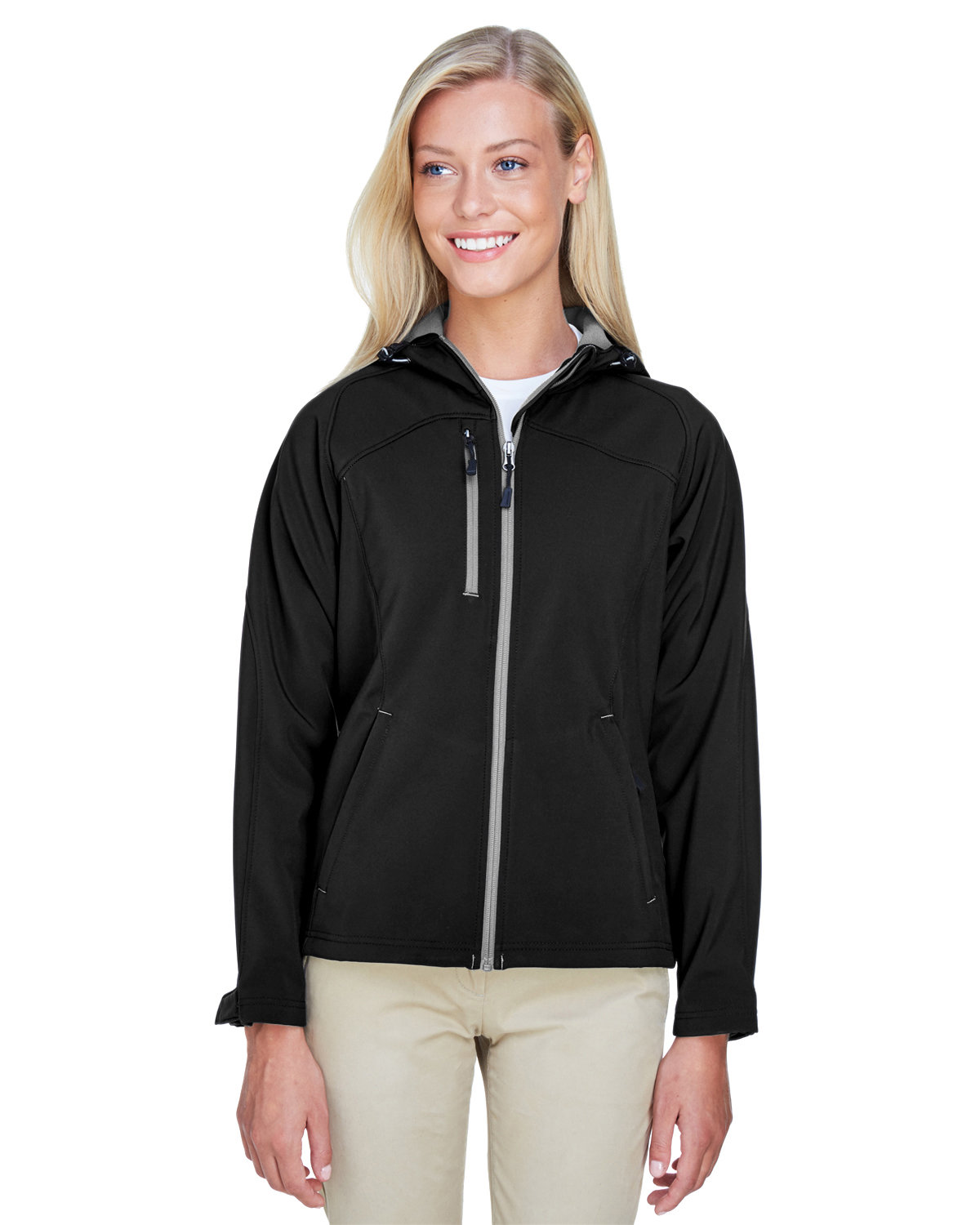 Ladies Prospect Two&#45;Layer Fleece Bonded Soft Shell Hooded Jacket-North End