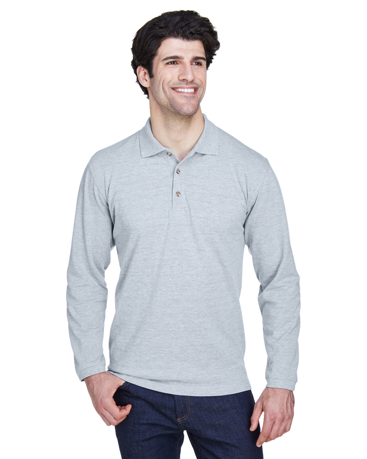 Adult Long-Sleeve Classic Pique Polo-UltraClub