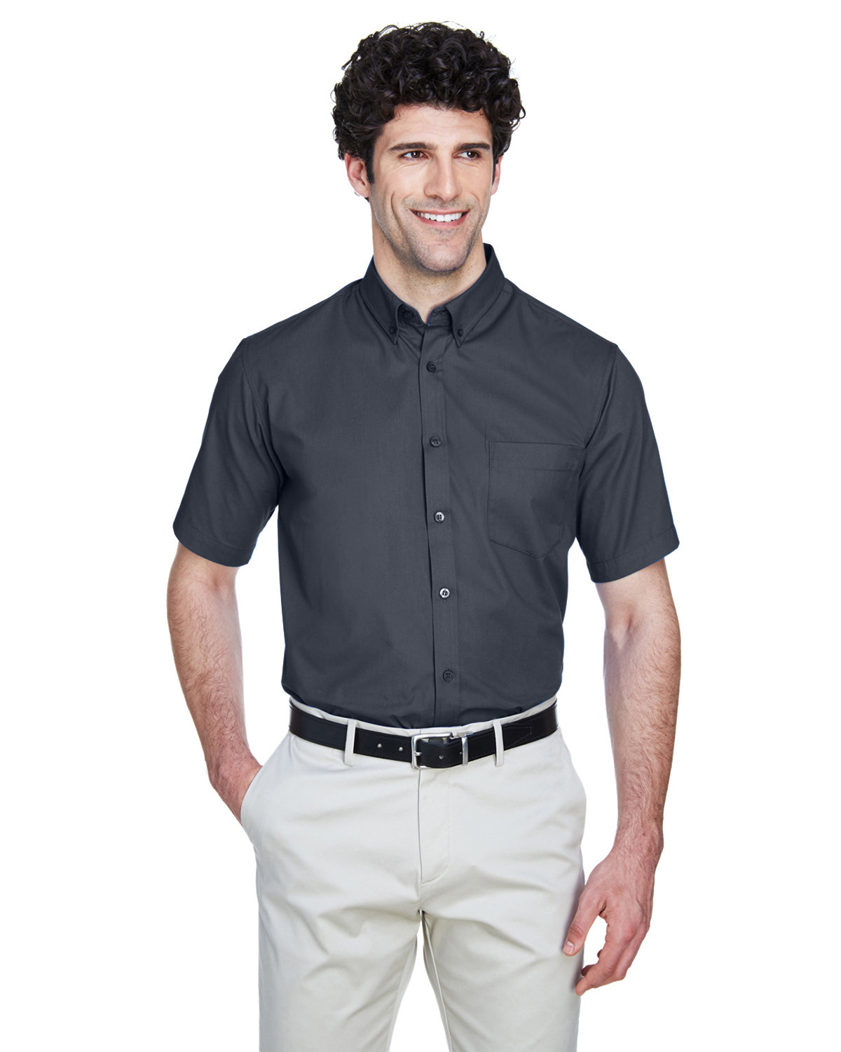 Mens Optimum Short&#45;Sleeve Twill Shirt-CORE365