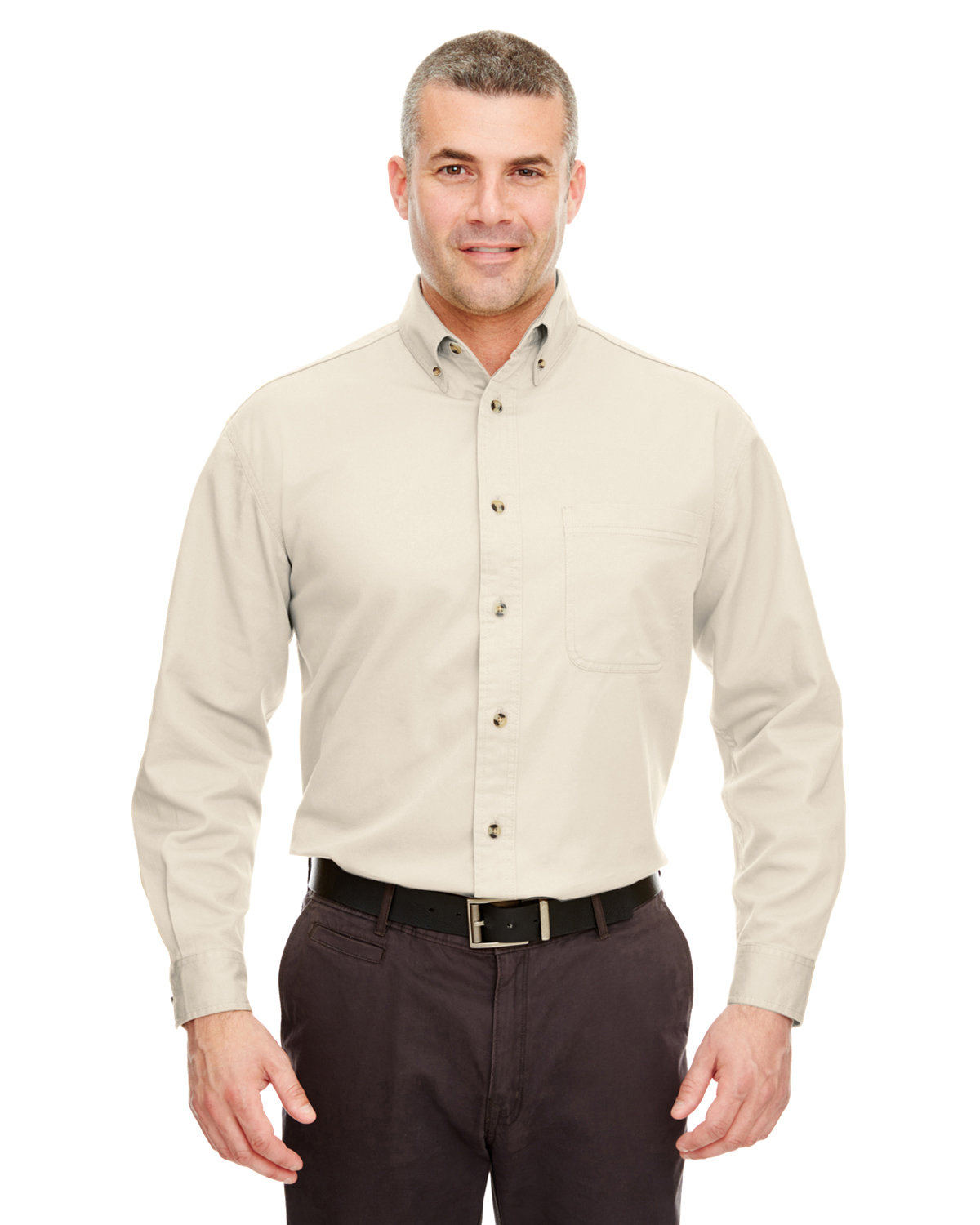 Adult Cypress Long-Sleeve Twill With Pocket-UltraClub