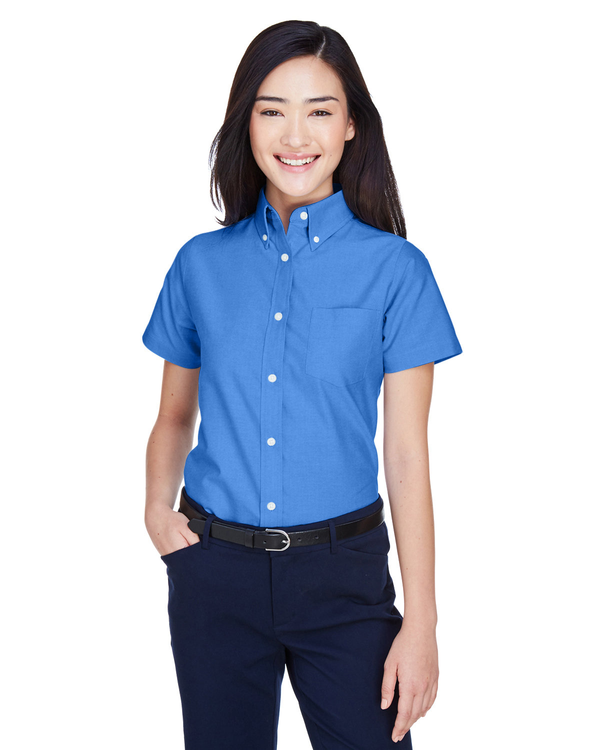 Ladies Classic Wrinkle-Resistant Short-Sleeve Oxford-UltraClub