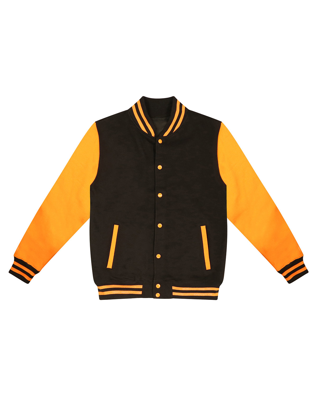 AWDis Hoods Varsity Letterman Jacket Jet Black/Sun Yellow XS