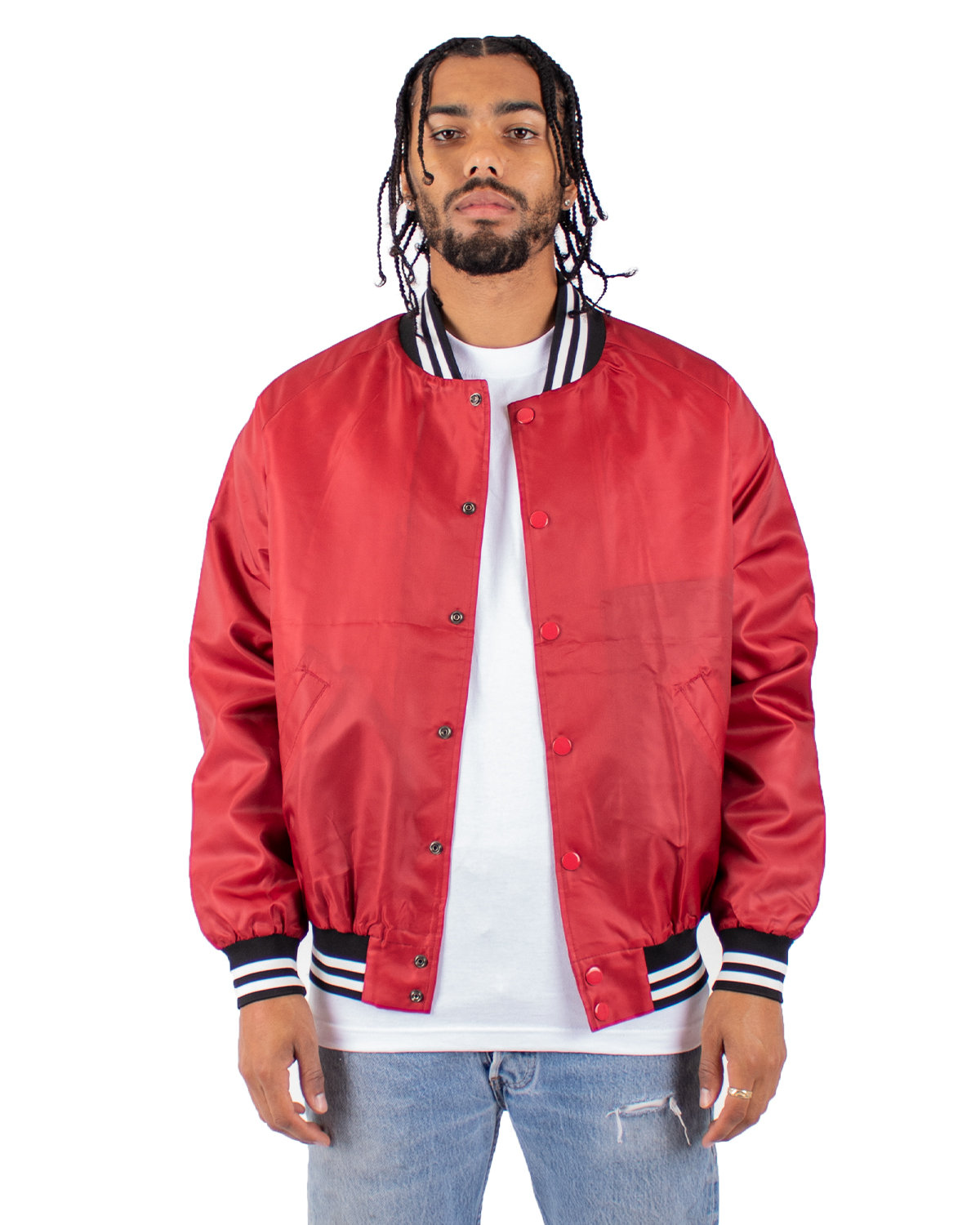 Produkt By Jack & Jones Zip-Front Bomber Jacket For Men (Red, L)