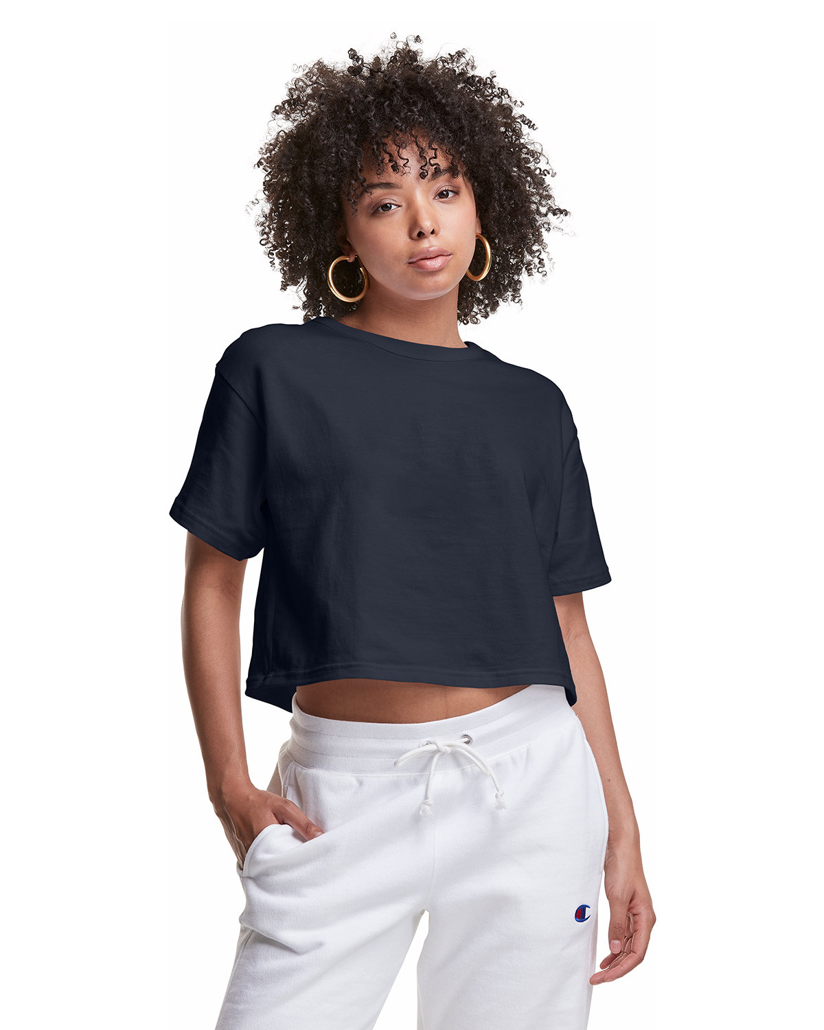 Champion T453W - Ladies Cropped Heritage T-Shirt Black - M