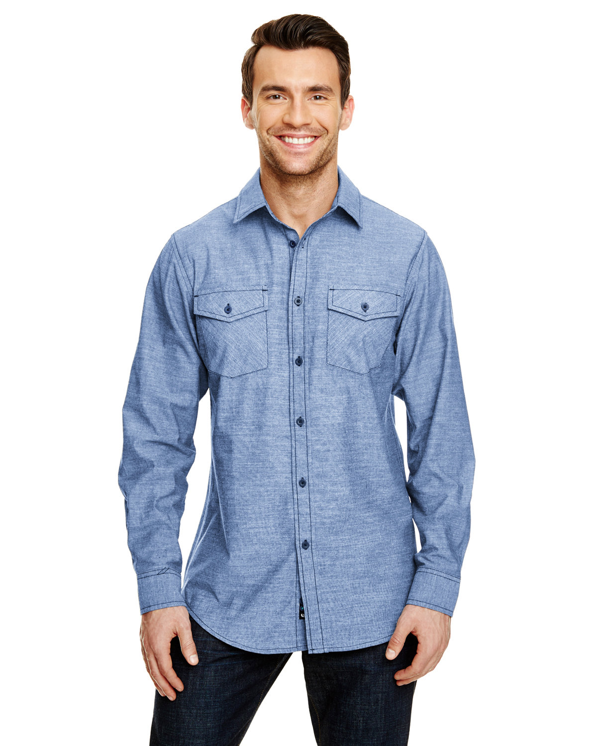 Mens Chambray Woven Shirt-Burnside