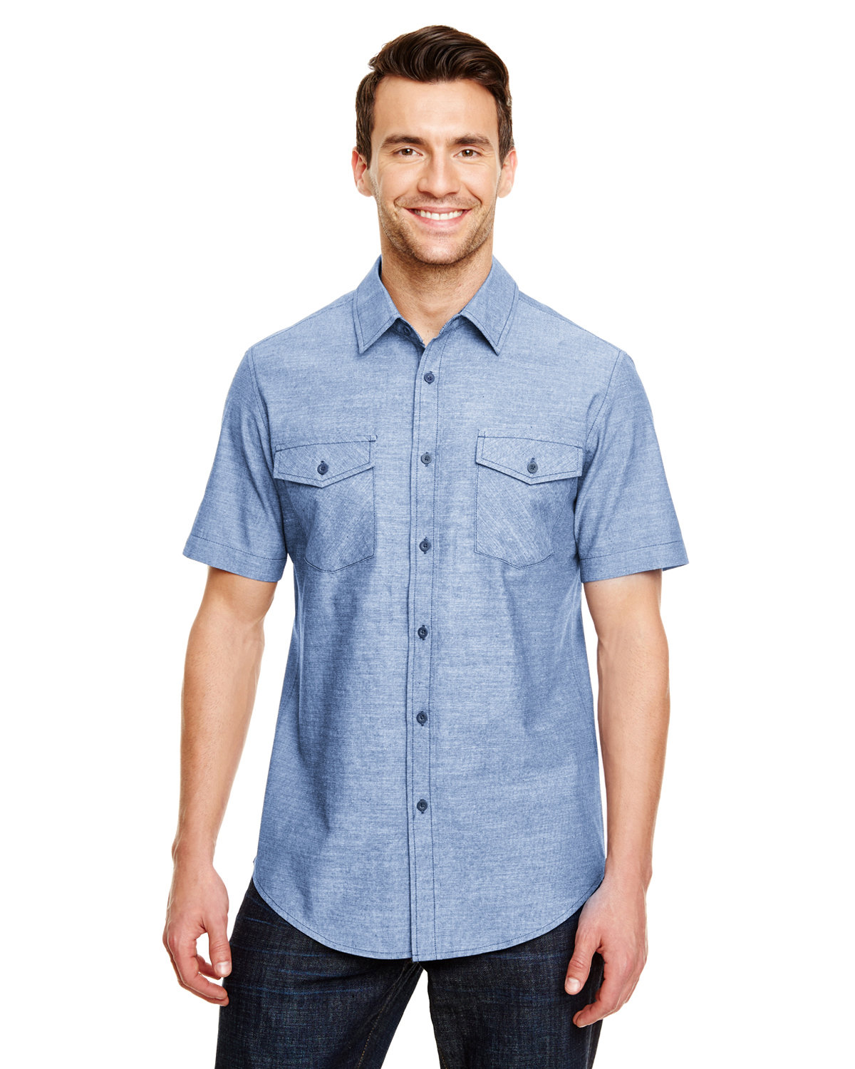 Mens Chambray Woven Shirt-Burnside