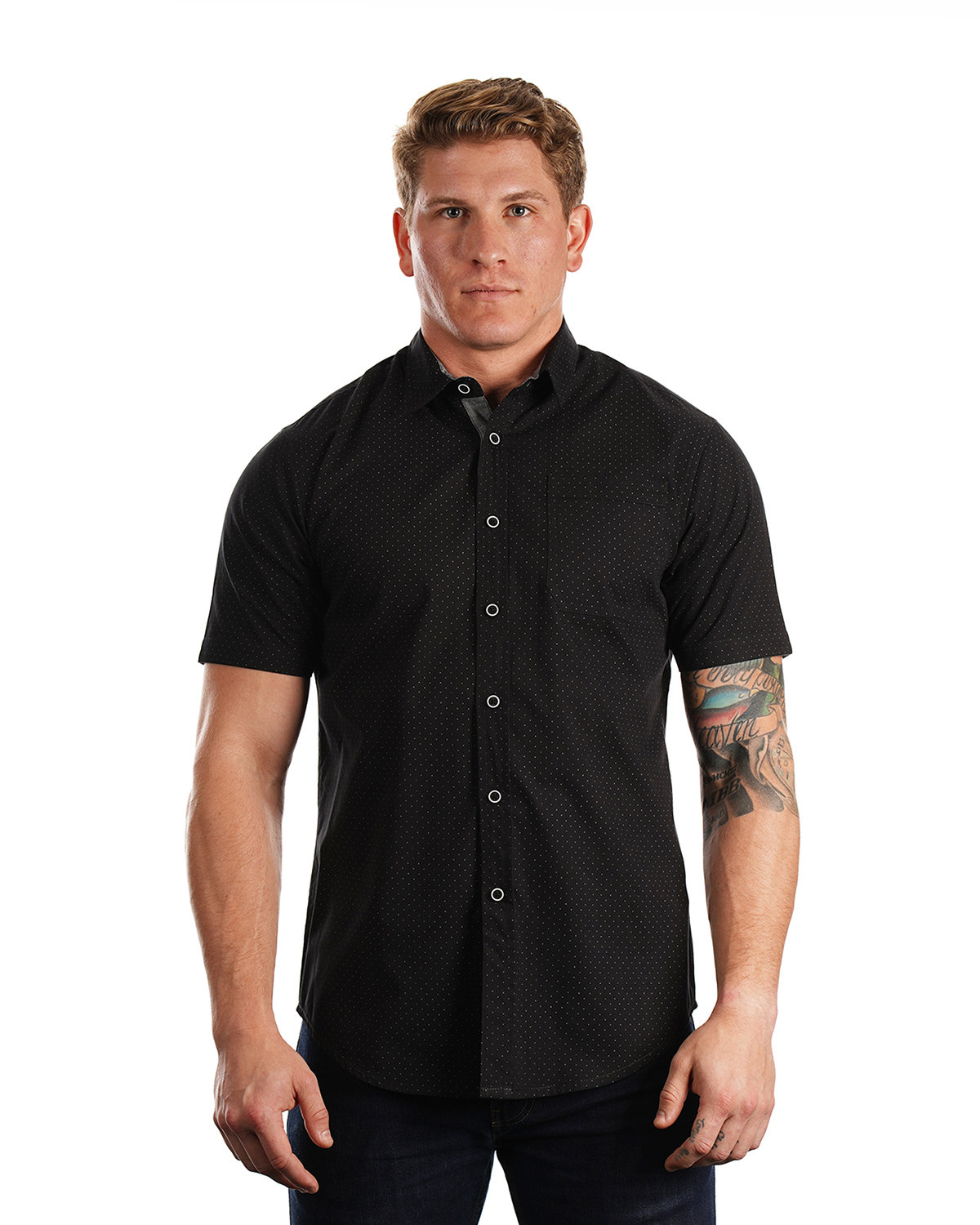 Mens Peached Poplin Short Sleeve Woven Shirt-Burnside