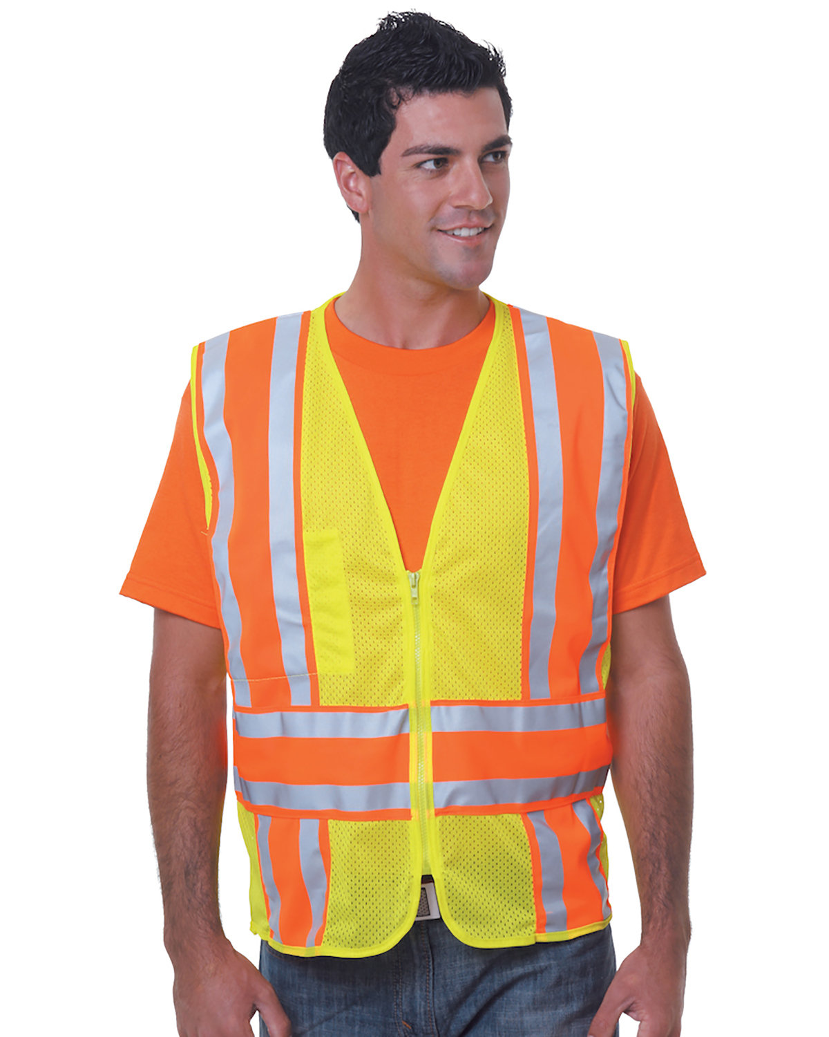 Unisex Usa Made Class 2&#44; Level 2 Ansi High Vis Mesh Safety Vest-Bayside