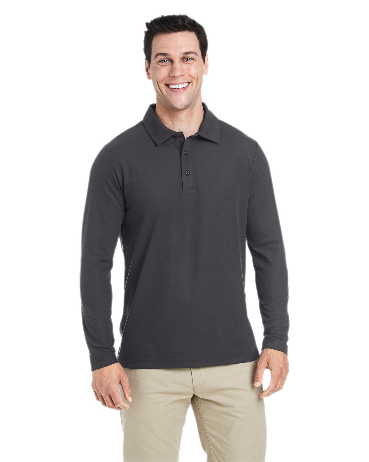 Mens Fusion Chromasoft&#8482; Long&#45;Sleeve Pique Polo-CORE365