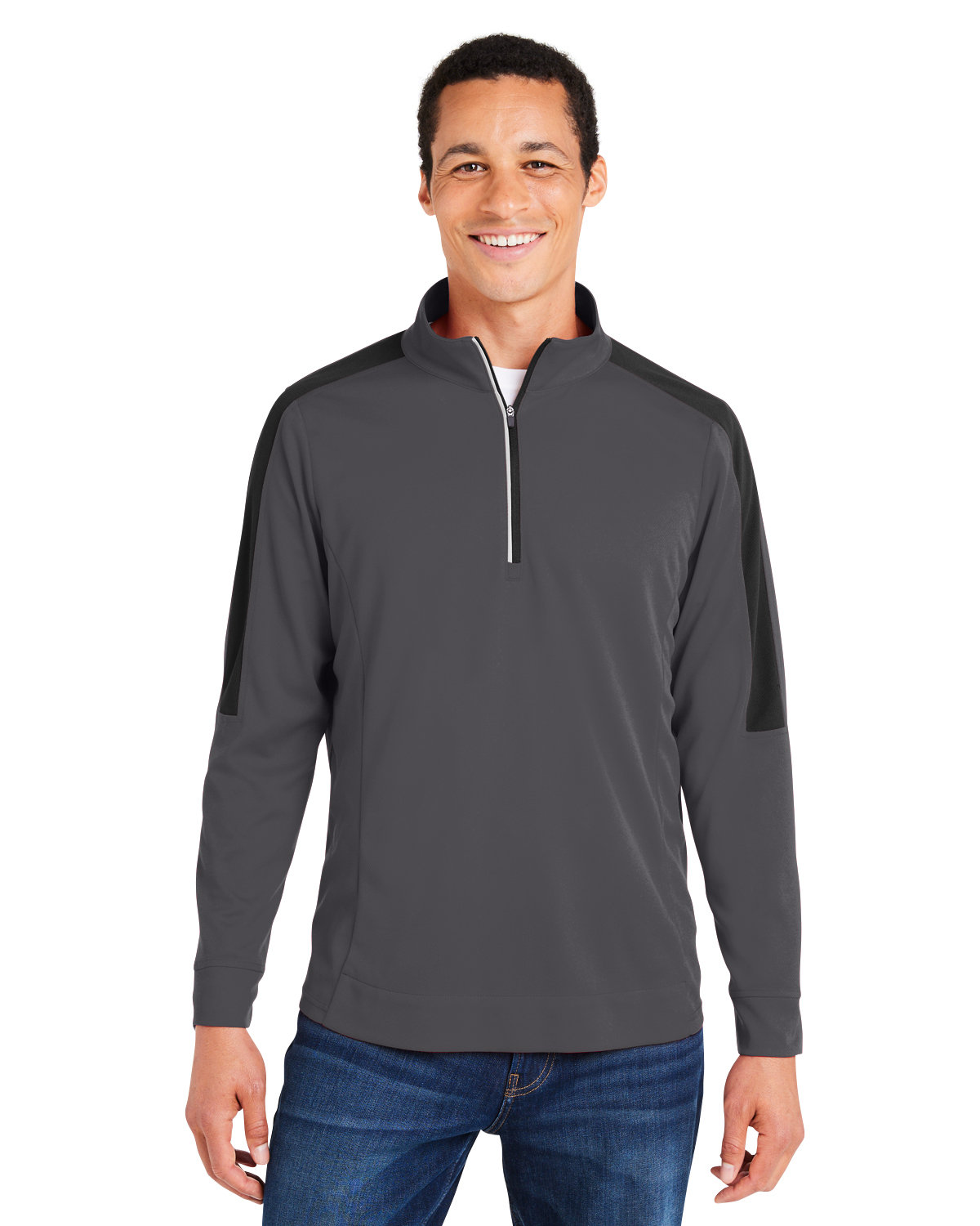 Mens Market Snag Protect Mesh Colorblock Quarter&#45;Zip-CORE365