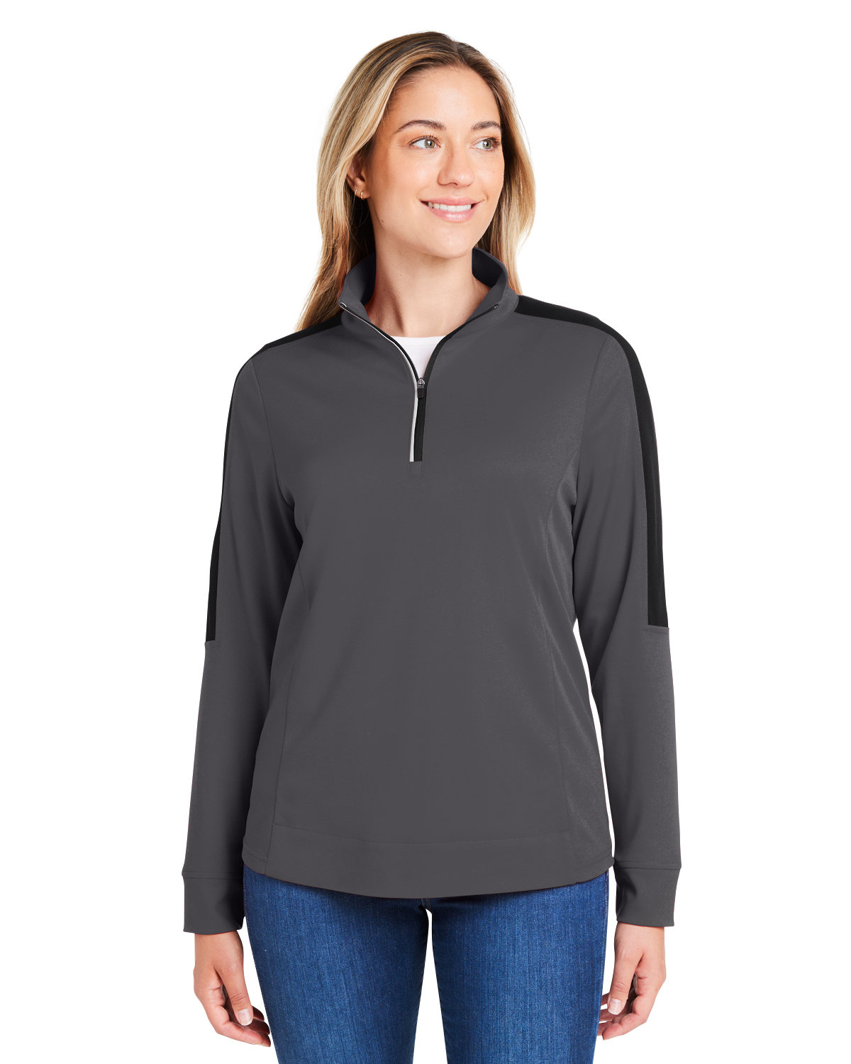 Ladies Market Snag Protect Mesh Colorblock Quarter&#45;Zip-CORE365