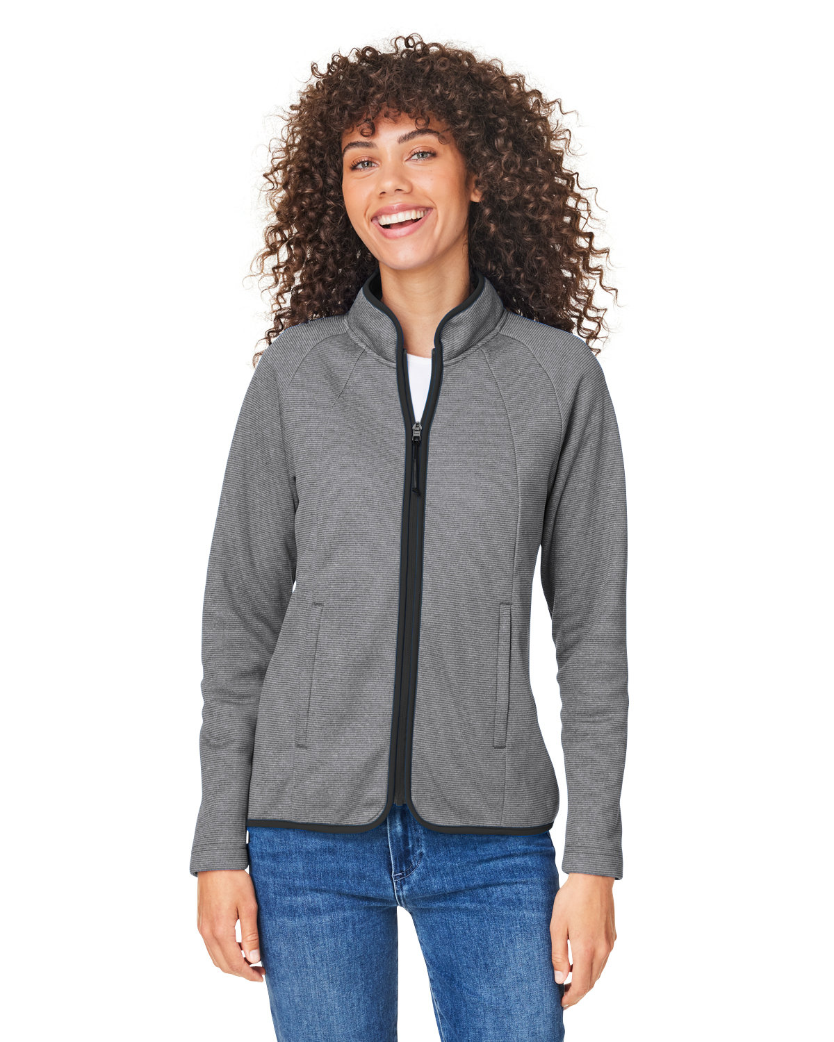 Ladies Venture Heathered Stripe Full-Zip-CORE365