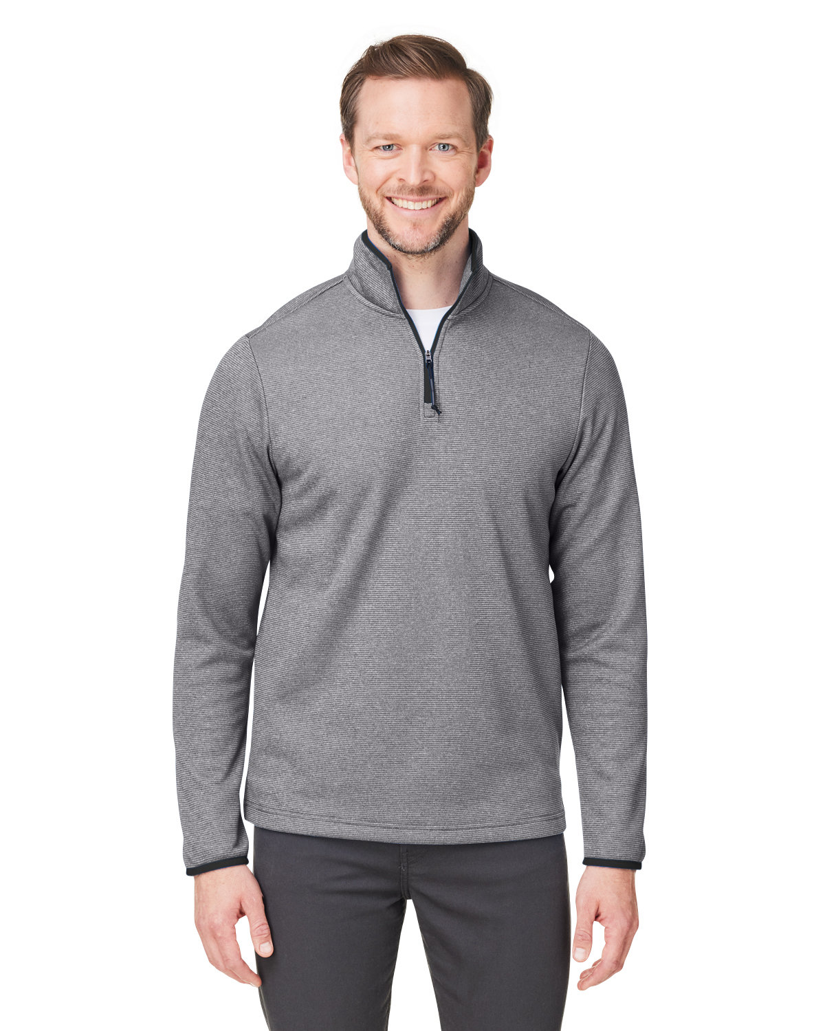 Mens Venture Heathered Stripe Quarter&#45;Zip-CORE365