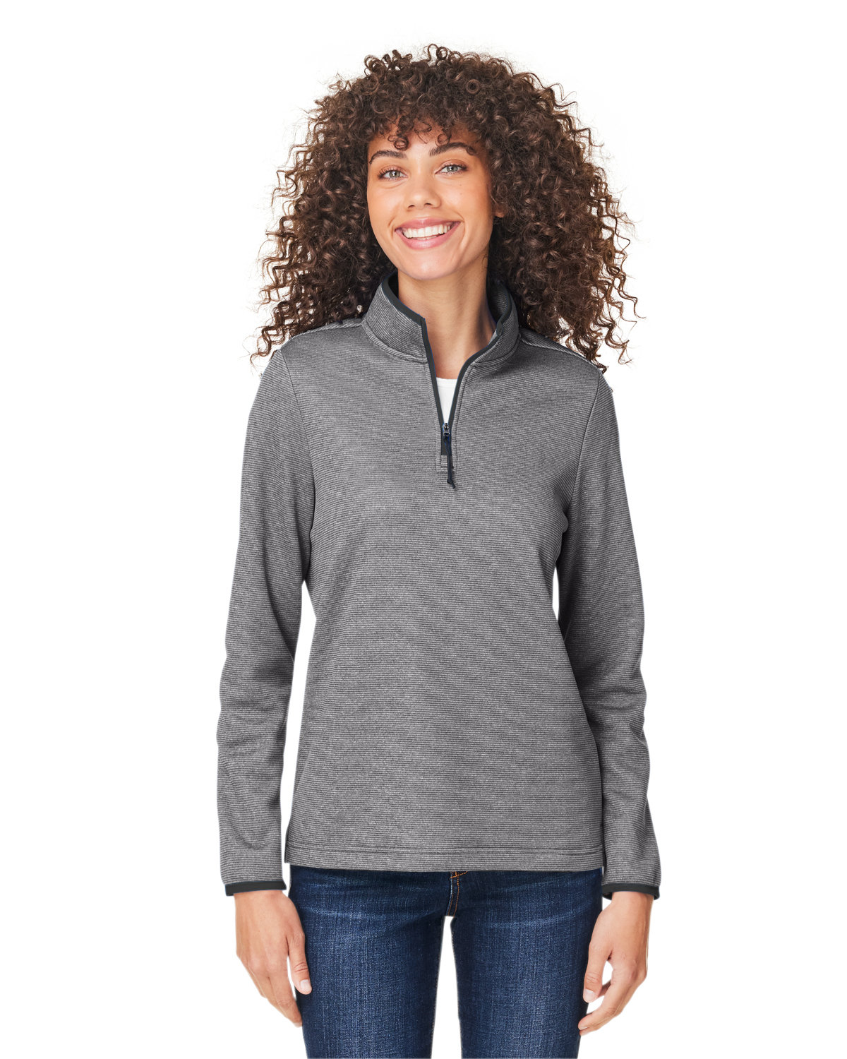 Ladies Venture Heathered Stripe Quarter&#45;Zip-CORE365