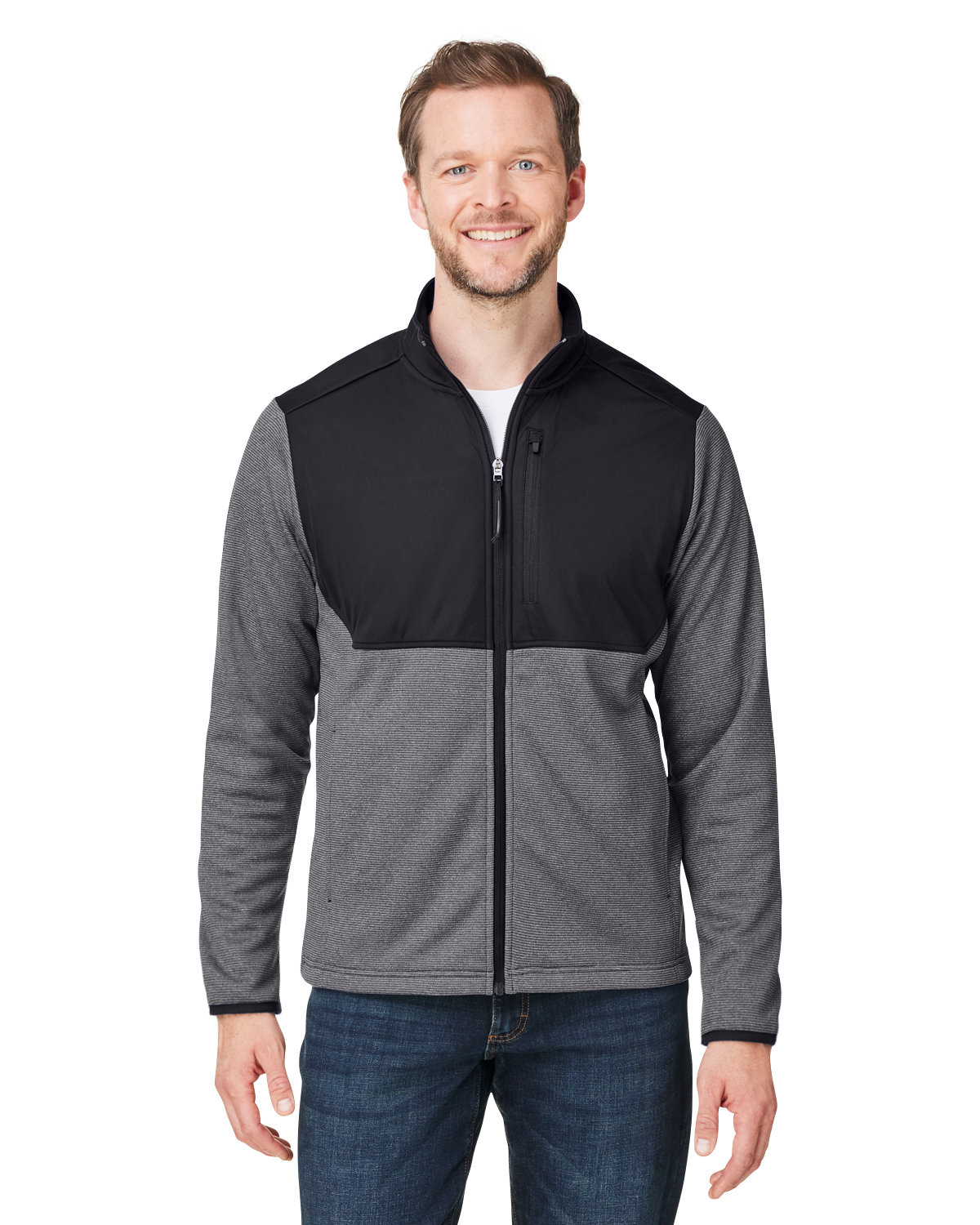 Mens Venture Heathered Stripe Hybrid Jacket-CORE365