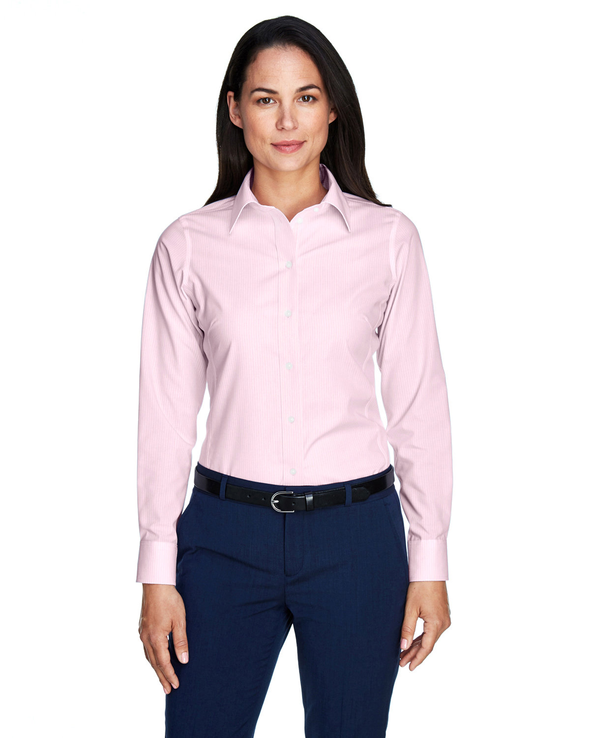 Ladies Crown Collection&#174; Banker Stripe Woven Shirt-Devon & Jones