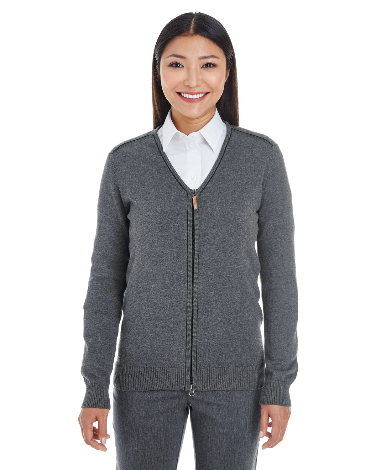 Ladies Manchester Fully&#45;Fashioned Full&#45;Zip Cardigan Sweater-Devon & Jones