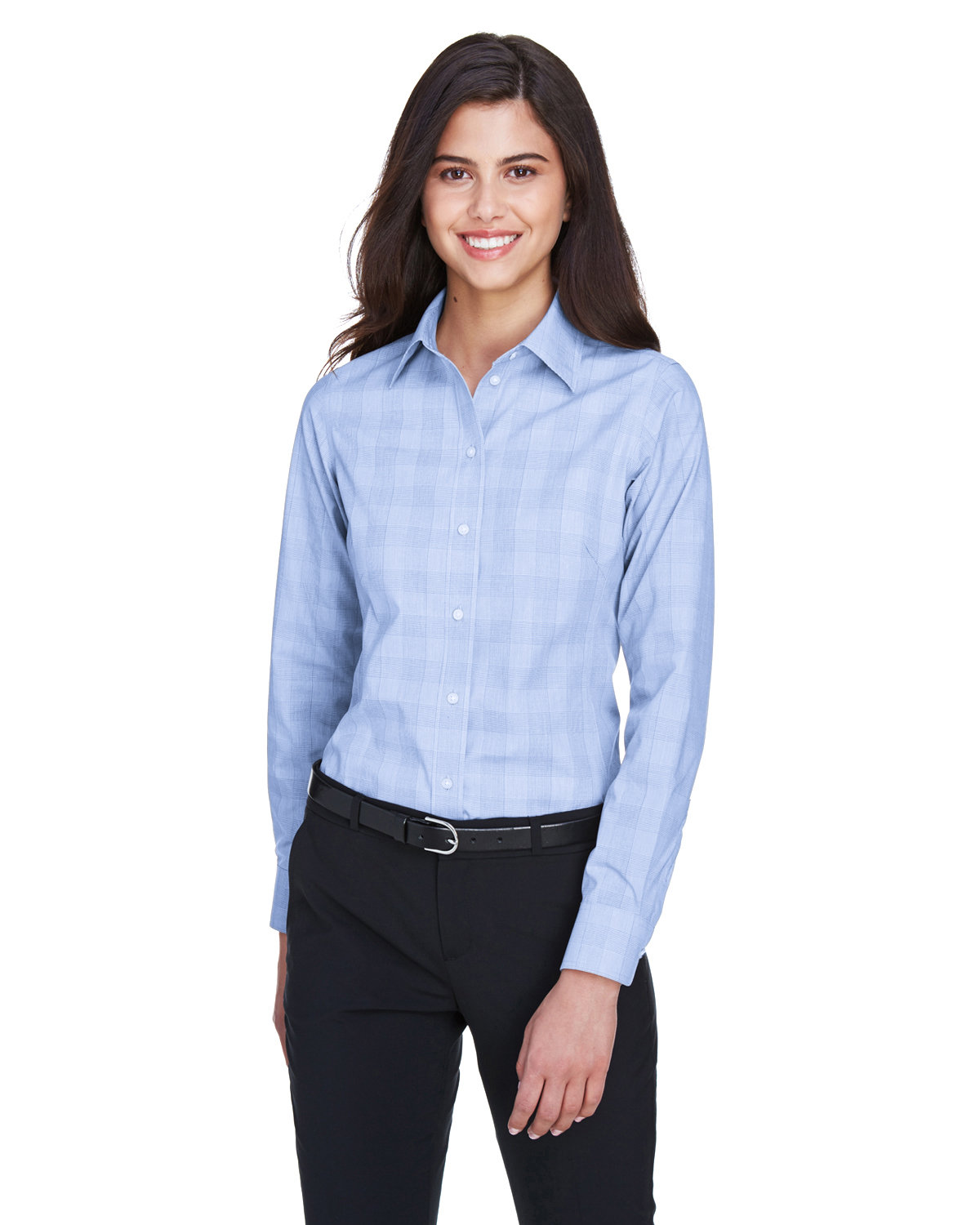 Ladies Crown Collection&#174; Glen Plaid Woven Shirt-Devon & Jones