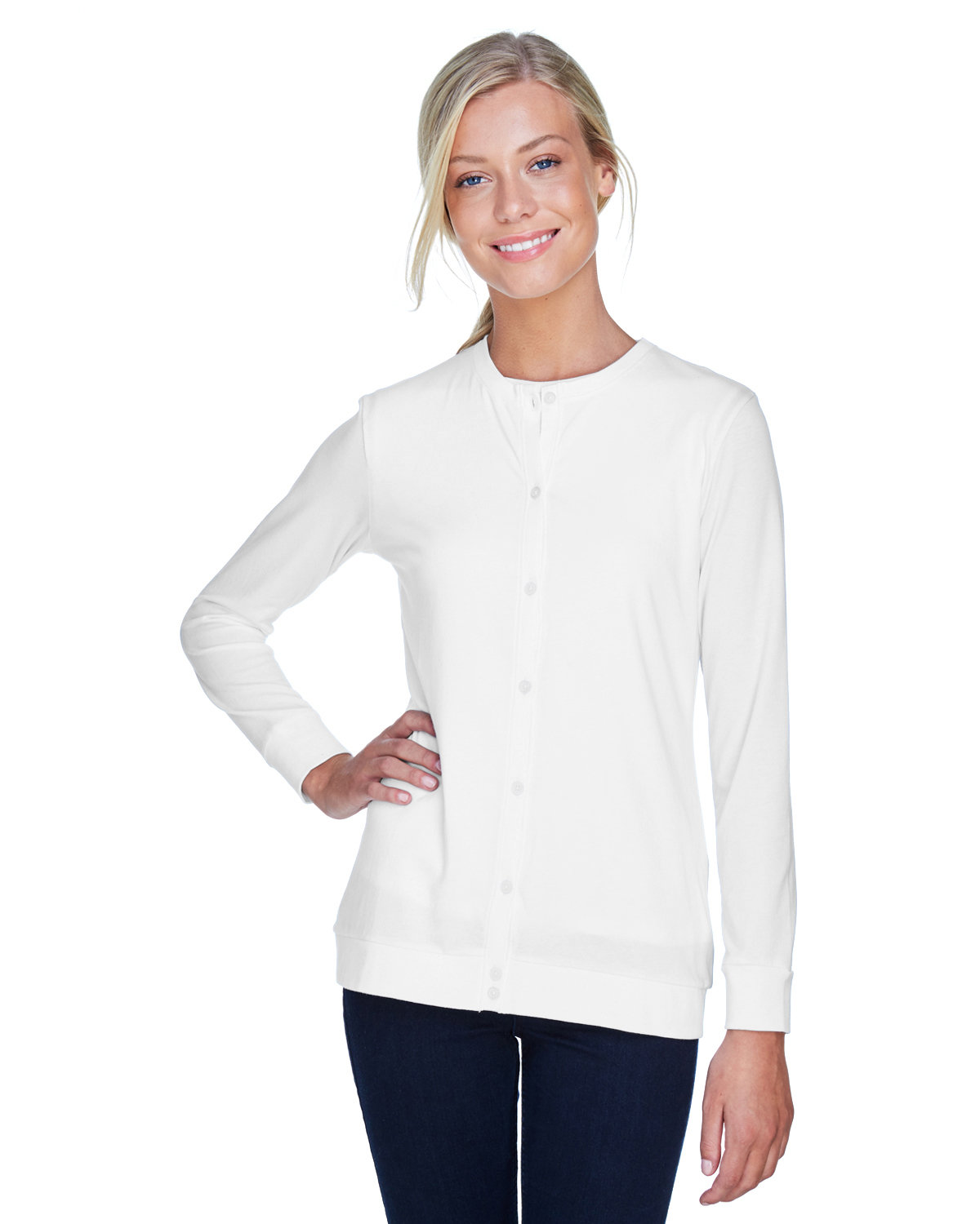 Ladies Perfect Fit&#8482; Ribbon Cardigan-Devon & Jones