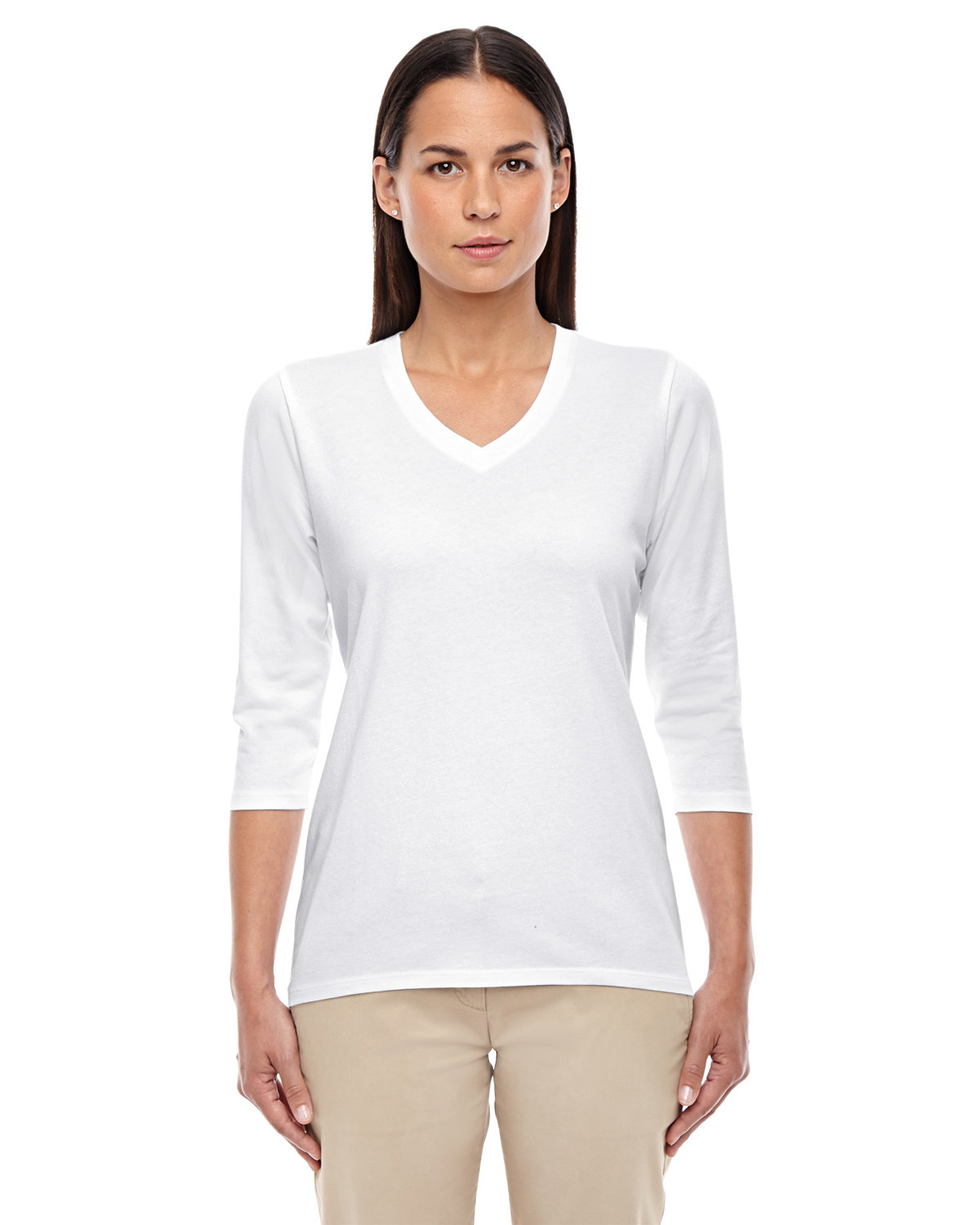 Ladies Perfect Fit&#8482; Bracelet&#45;Length V&#45;Neck Top-Devon & Jones