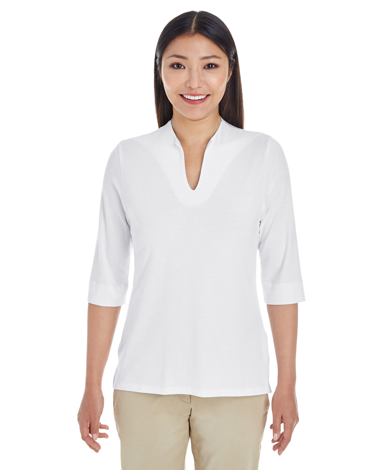 Ladies Perfect Fit&#8482; Tailored Open Neckline Top-Devon & Jones