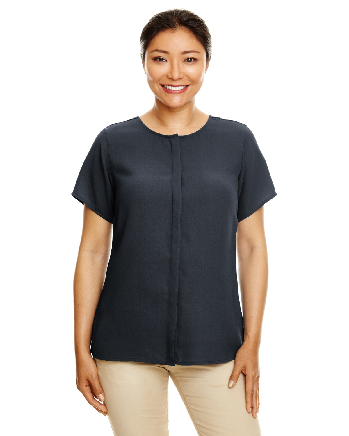 Ladies Perfect Fit&#8482; Short&#45;Sleeve Crepe Blouse-Devon & Jones