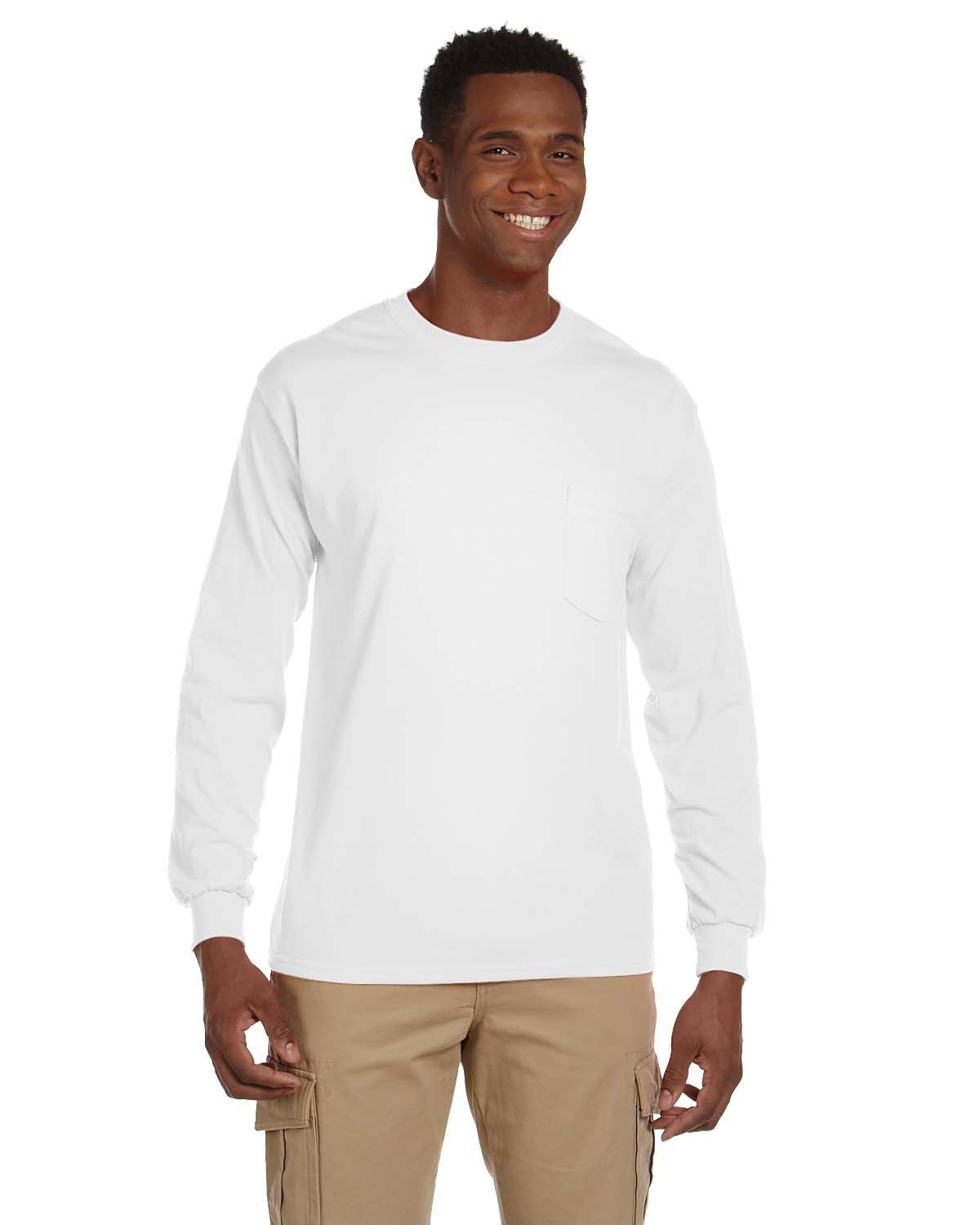 Gildan Men's Ultra Cotton Long-Sleeve Pocket T-Shirt FREE SHIPPING!