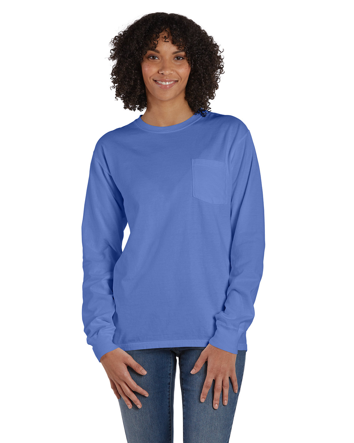 Unisex Garment-Dyed Long-Sleeve T-Shirt With Pocket-ComfortWash by Hanes