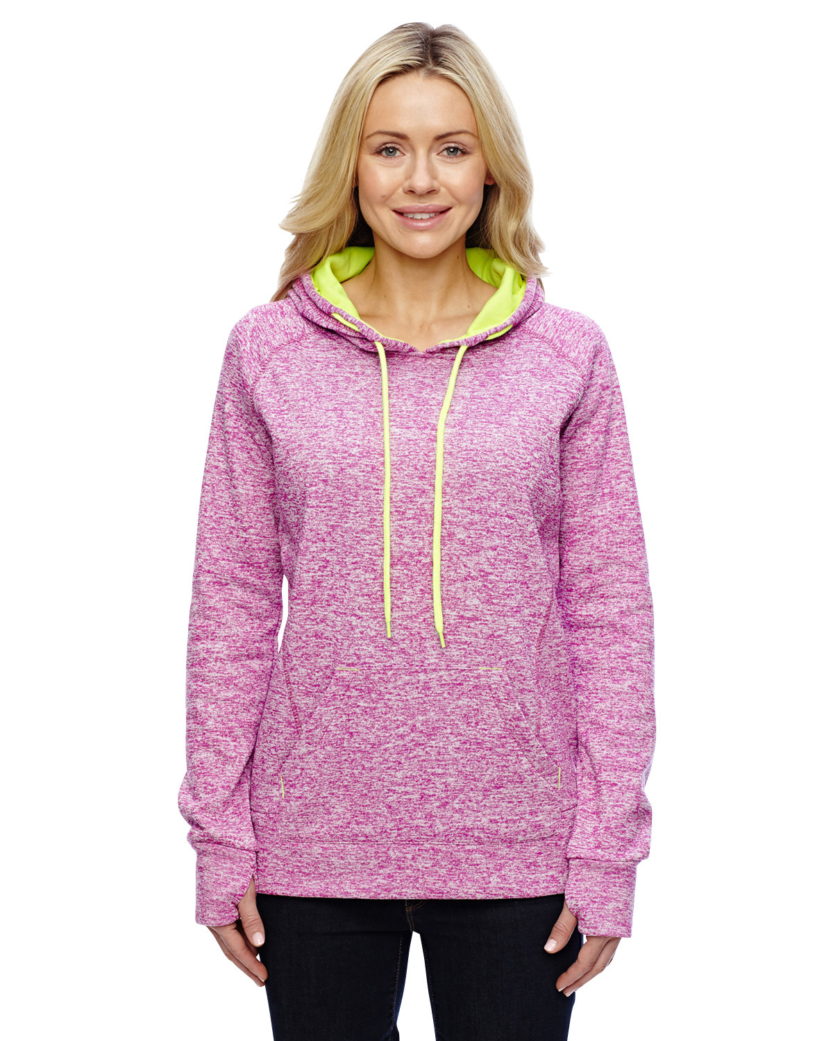 Ladies Cosmic Contrast Fleece Hooded Sweatshirt-J America