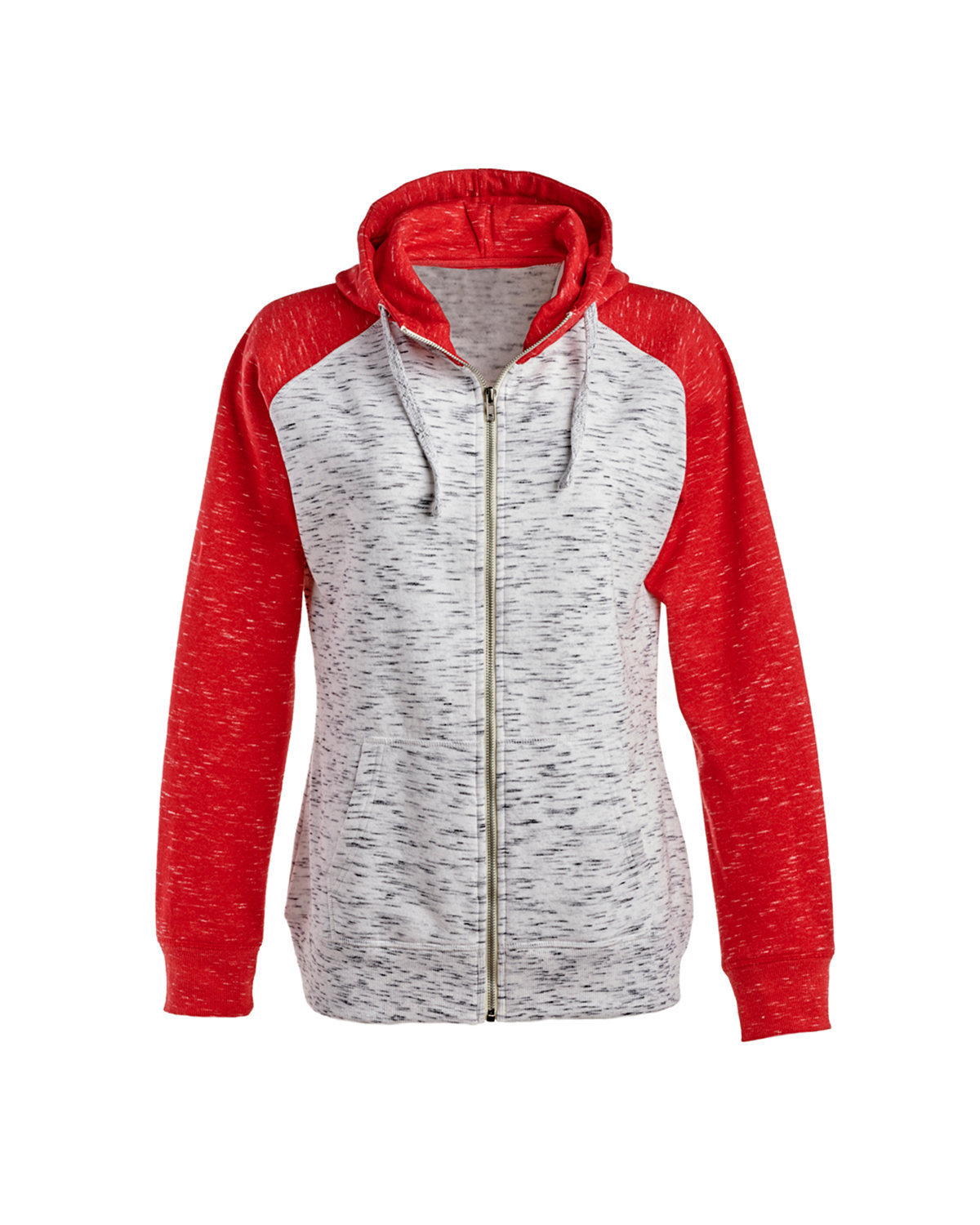 Ladies Melange Fleece Two-Tone Full-Zip Hooded Sweatshirt-J America