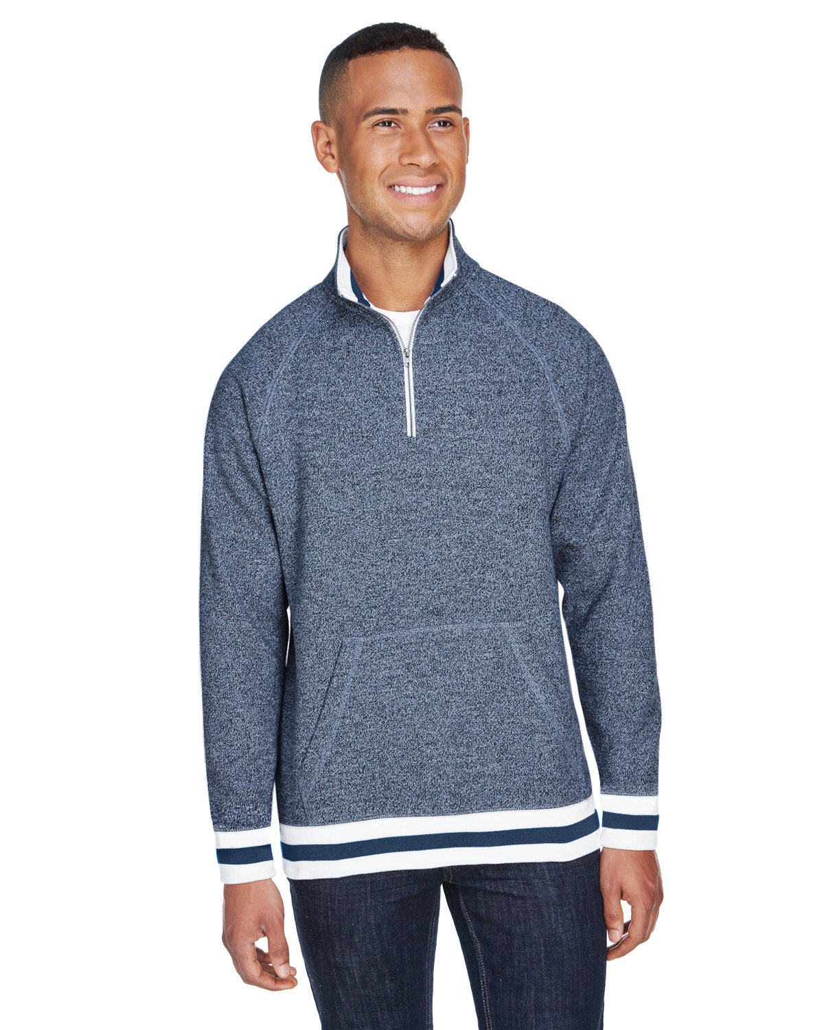 Adult Peppered Fleece Quarter&#45;Zip-J America