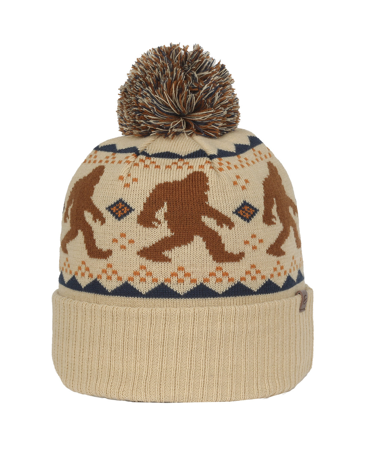 Knit Printed Watch Cap With Pom-Outdoor Cap