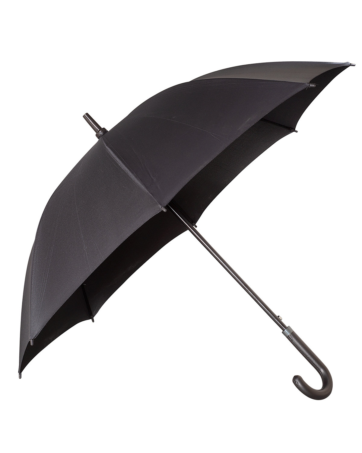 Executive Umbrella With Curved Faux Leather Handle-Leeman