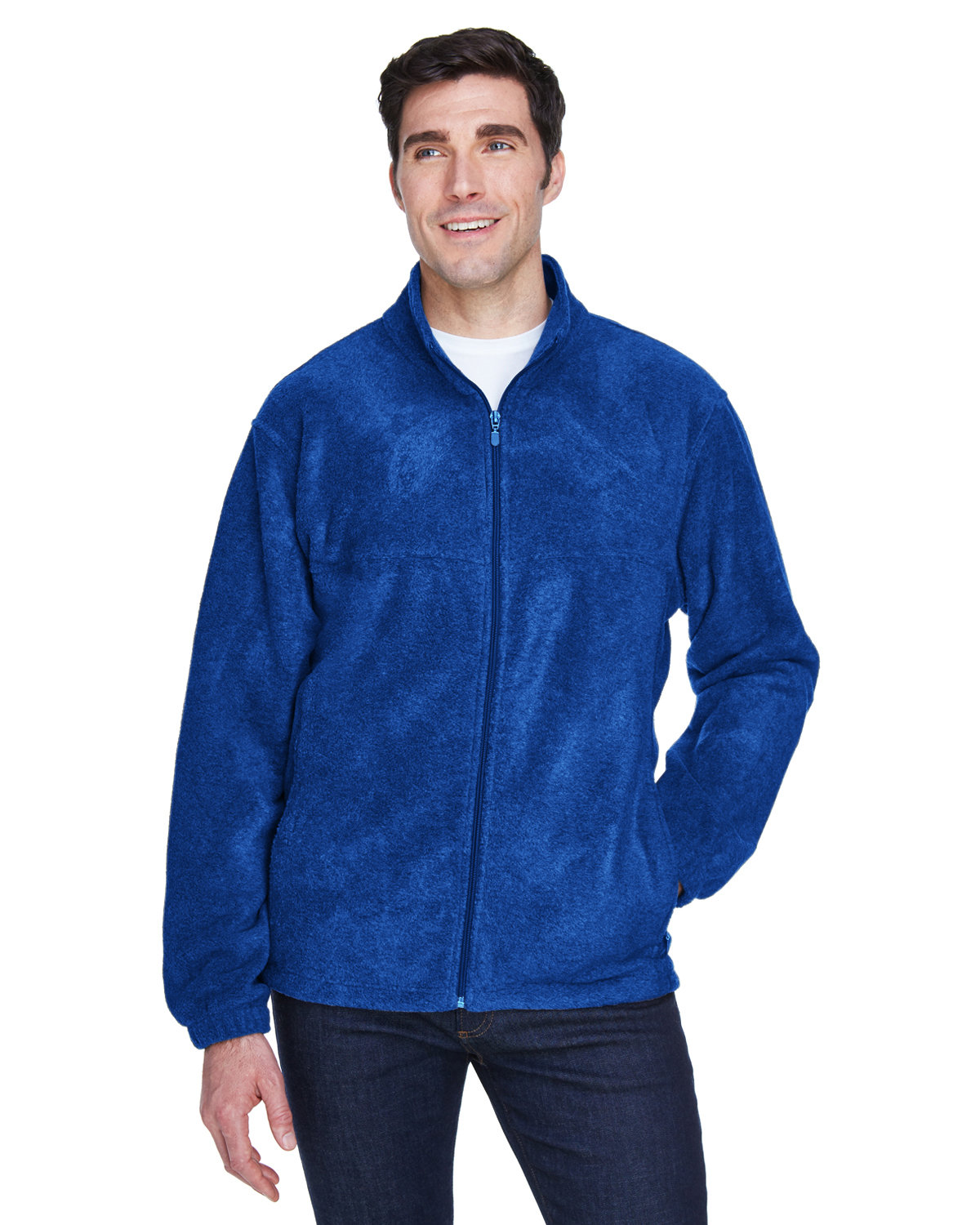 Embroidered Full Zip Fleece Jacket- Mens-Harriton