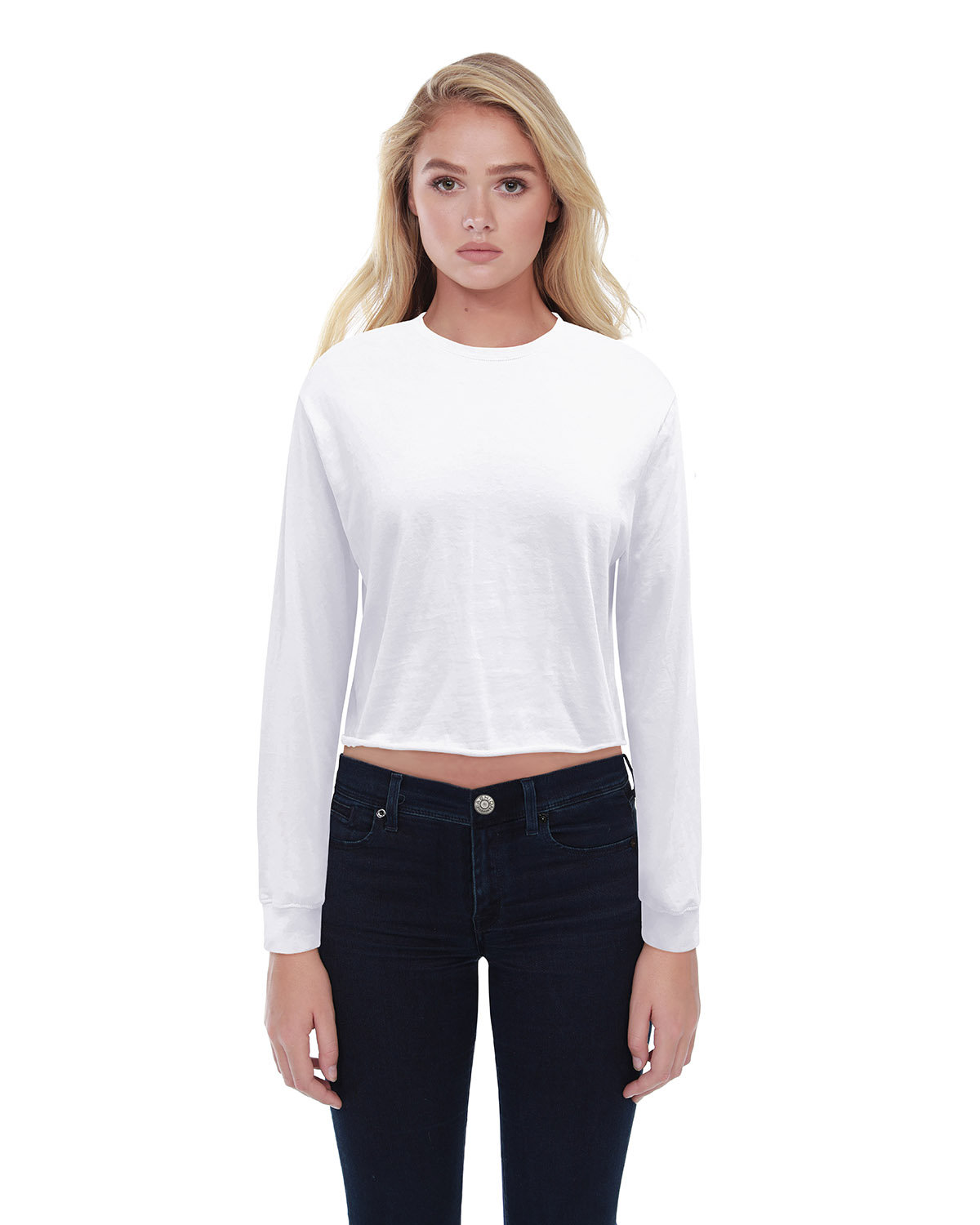 Ladies Long-Sleeve Crop Boyfriend T-Shirt-StarTee