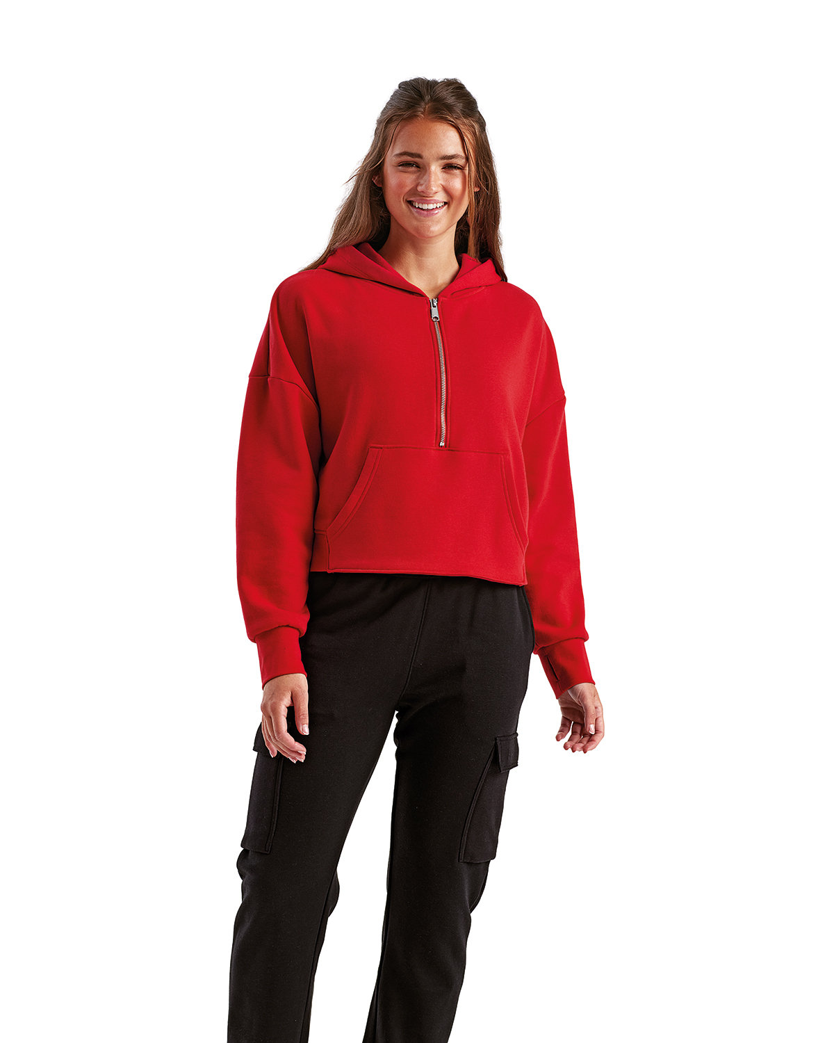 Ladies Alice Half-Zip Hooded Sweatshirt-TriDri