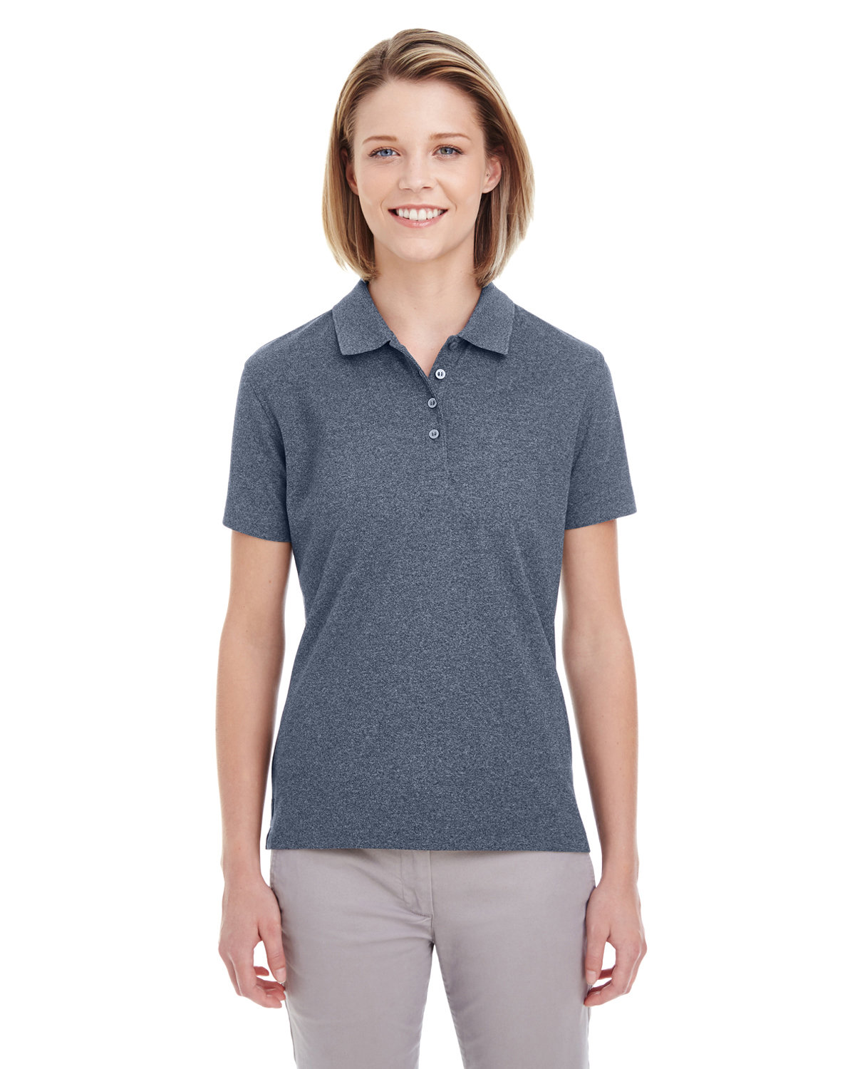 Ladies Heathered Pique Polo-UltraClub