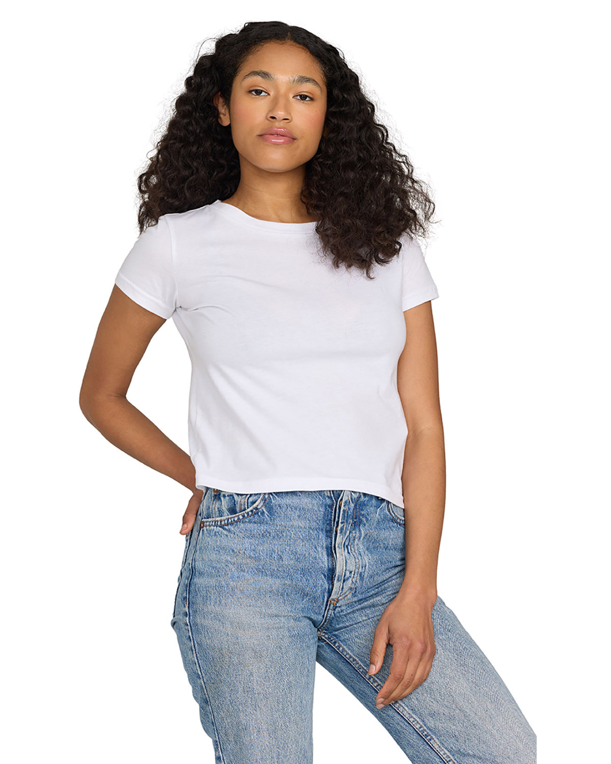 Ladies Usa Made Organic Cotton Rib Crop T&#45;Shirt-US Blanks