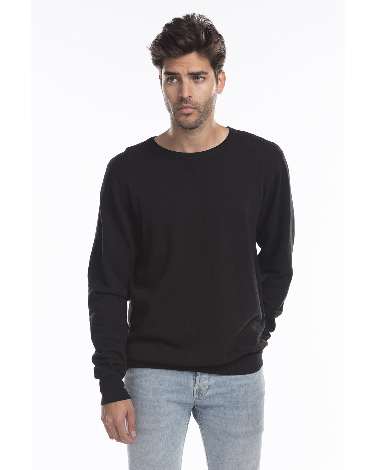 Mens Garment&#45;Dyed Heavy French Terry Crewneck Sweatshirt-US Blanks