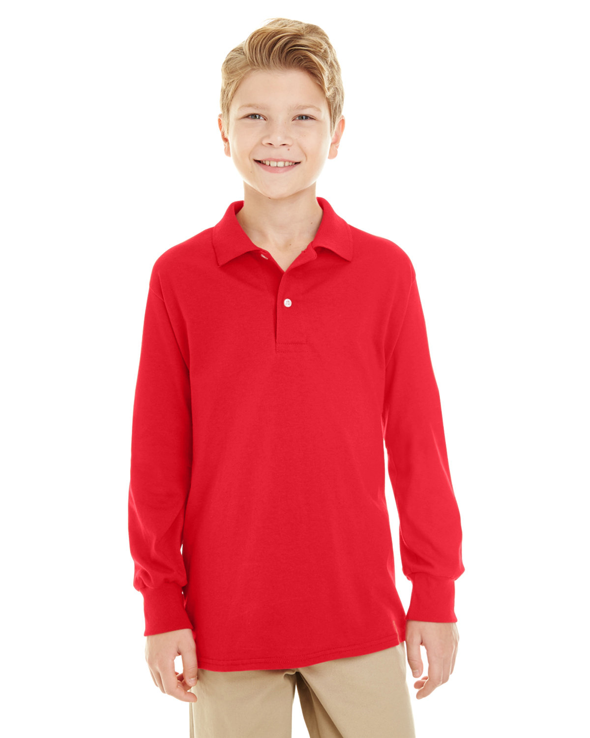 Jerzees Youth Spotshield™ Long Sleeve Jersey Polo Alphabroder