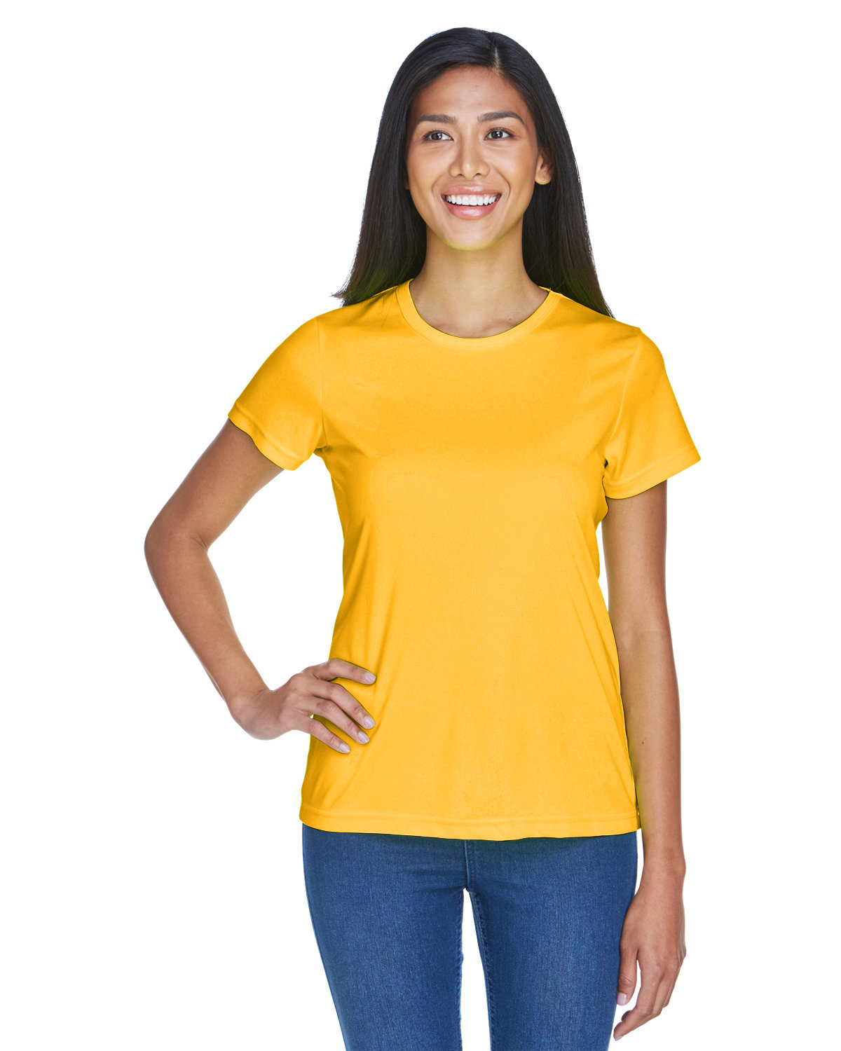 Ideology Womens Heathered Activewear T-Shirt Yellow S