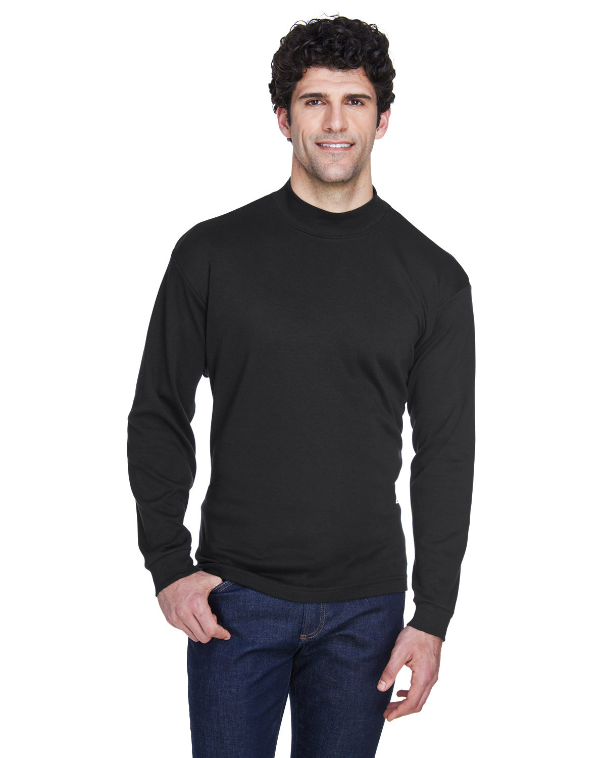 Ultraclub Adult Egyptian Interlock Long Sleeve Mock Turtleneck 