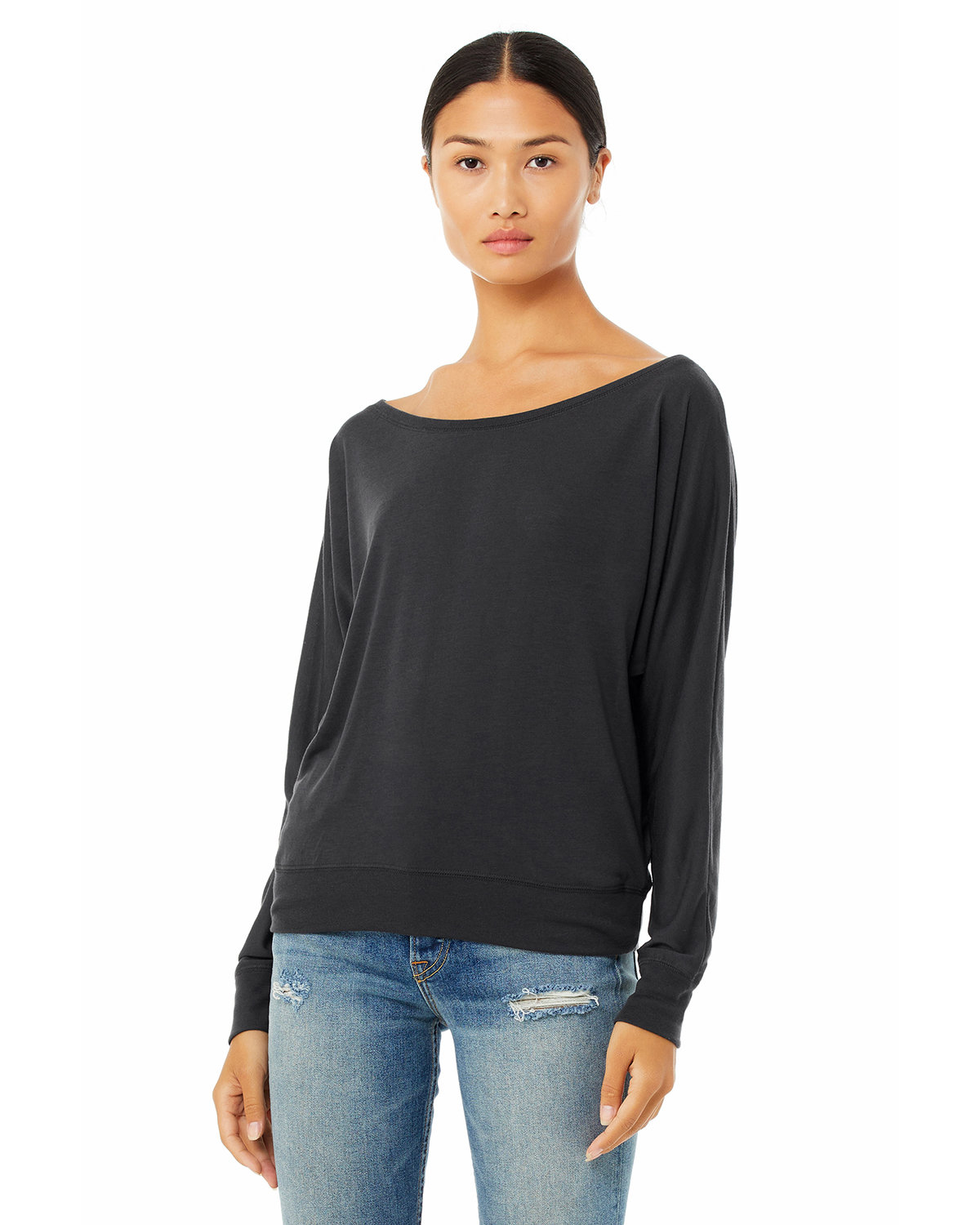 Ladies' Flowy Long-Sleeve Off Shoulder T-Shirt