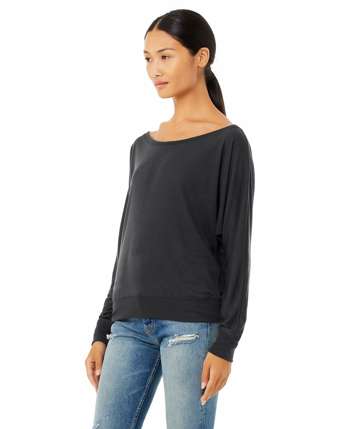 Ladies' Flowy Long-Sleeve Off Shoulder T-Shirt